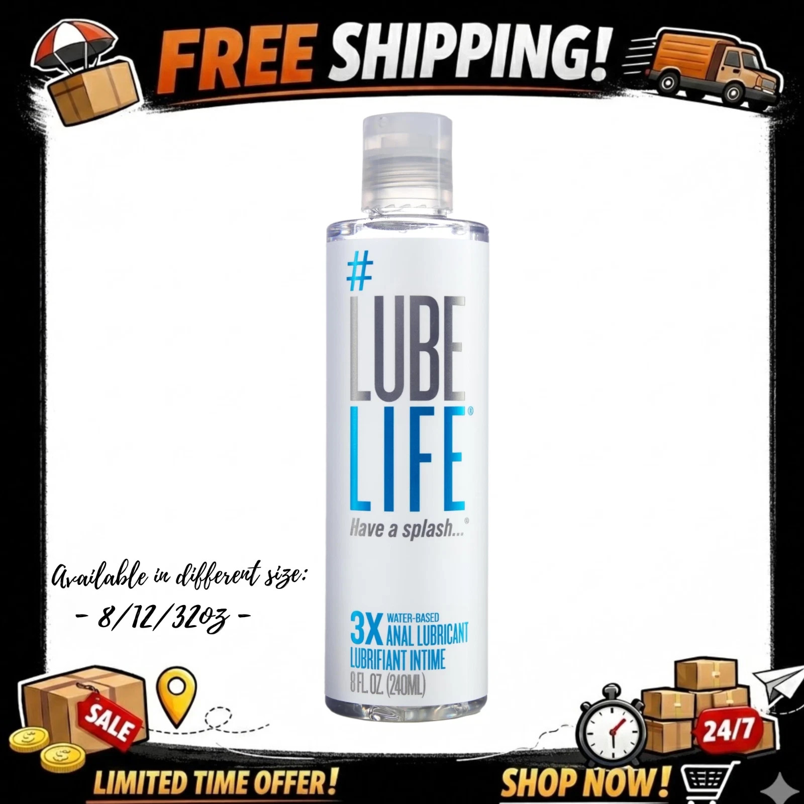 LubeLife 3X Anal Lube – Extra Thick Water Based Lube for Men, Women & Couples –