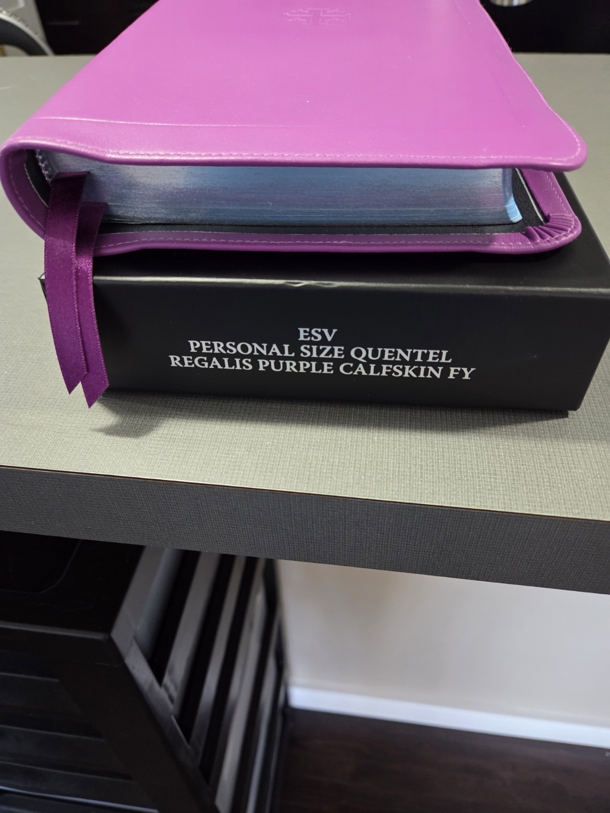 Schuyler Personal Size Quentel Bible Calfskin Purple Leather New