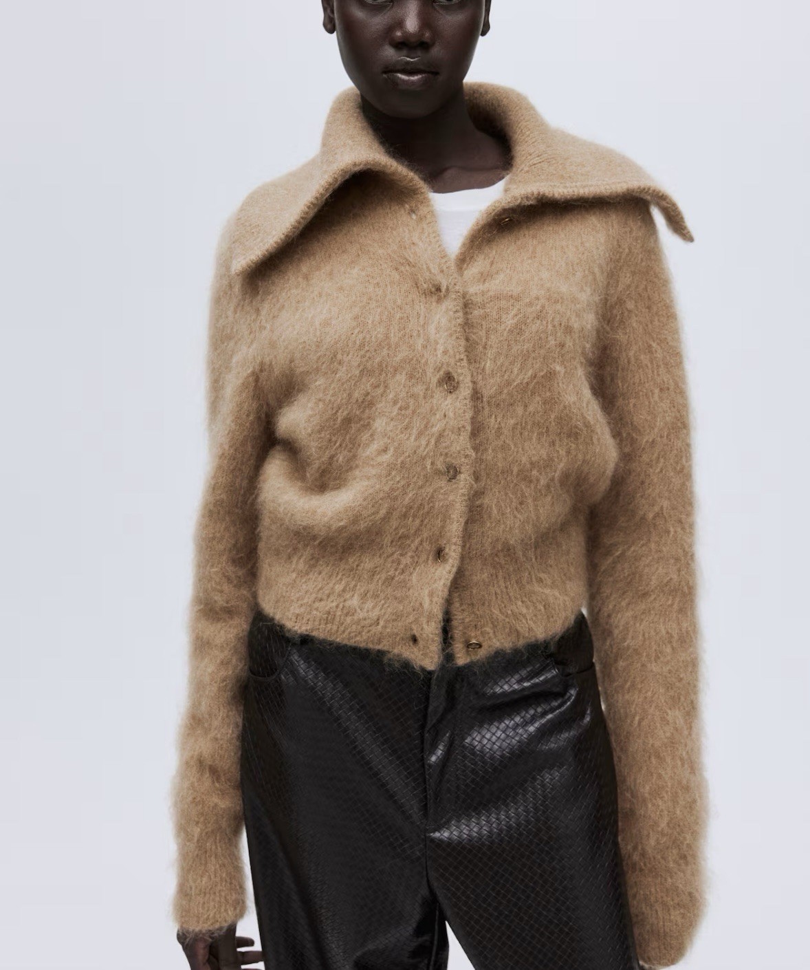 NWT H&M Premium Selection Mohair-Blend Cardigan  (Dark Beige) M. Sold Out