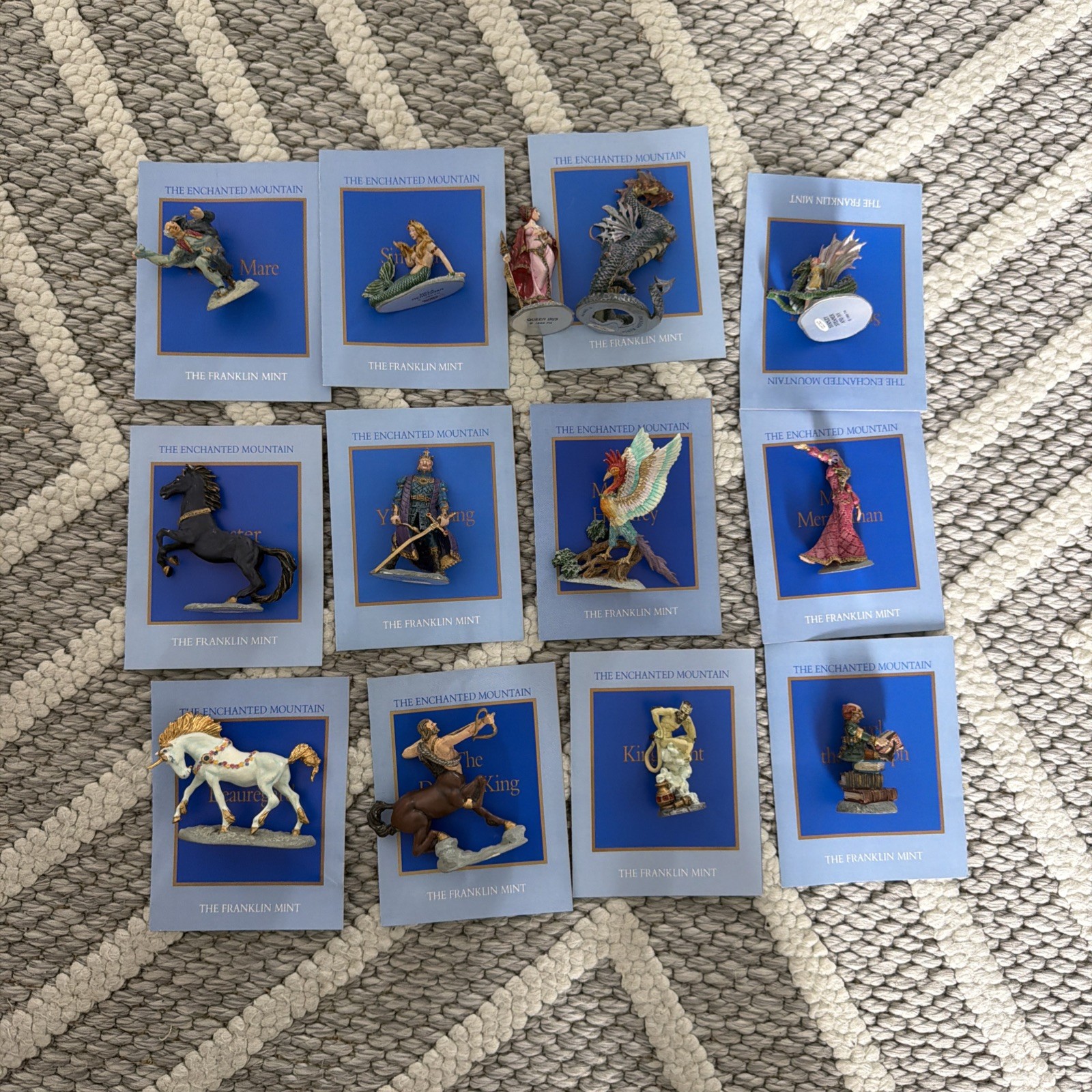 1989 FRANKLIN MINT ENCHANTED KINGDOM OF XANTH 13 PIECE FIGURINES SET With Manual