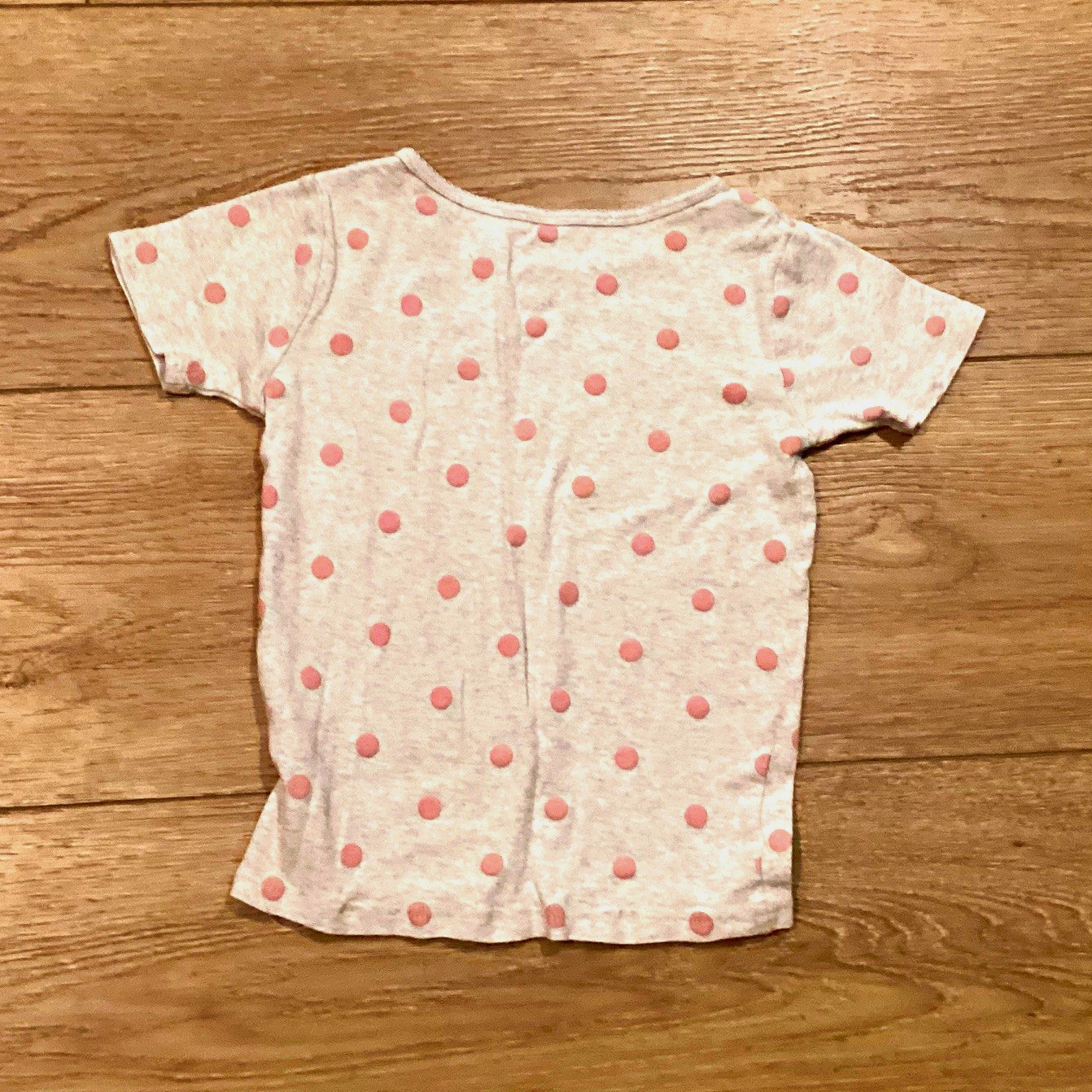 Carter\'s Girls Cotton Polka Dot T-Shirt Gray/Pink Bow Crew Neck One Size