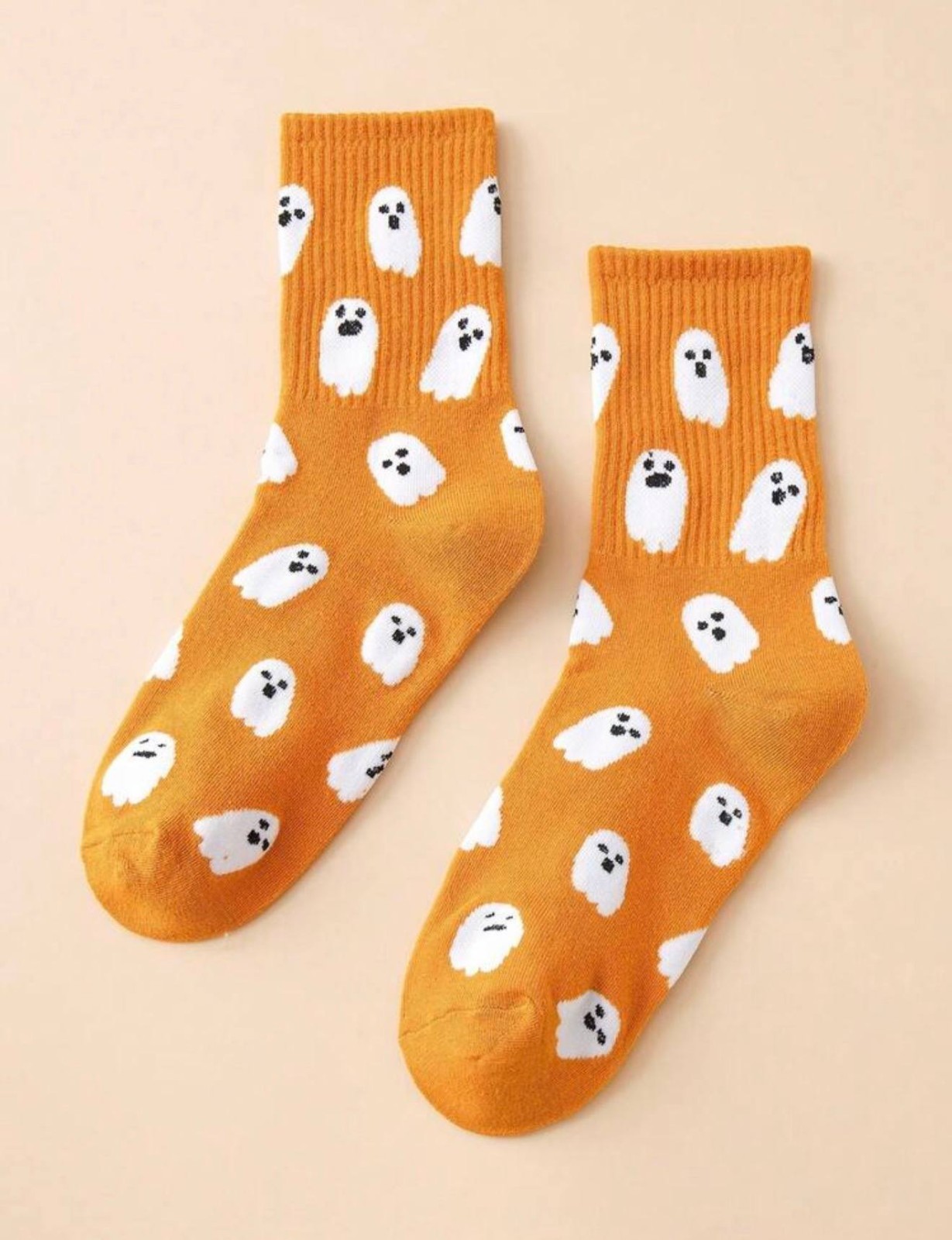 1Pair Women\'s Funny Ghost Pattern Mid-Calf Socks for Halloween & Fall New in Bag 1Pair Women\'s Funny Ghost Pattern Mid-Calf Socks for Halloween & Fall New in Bag