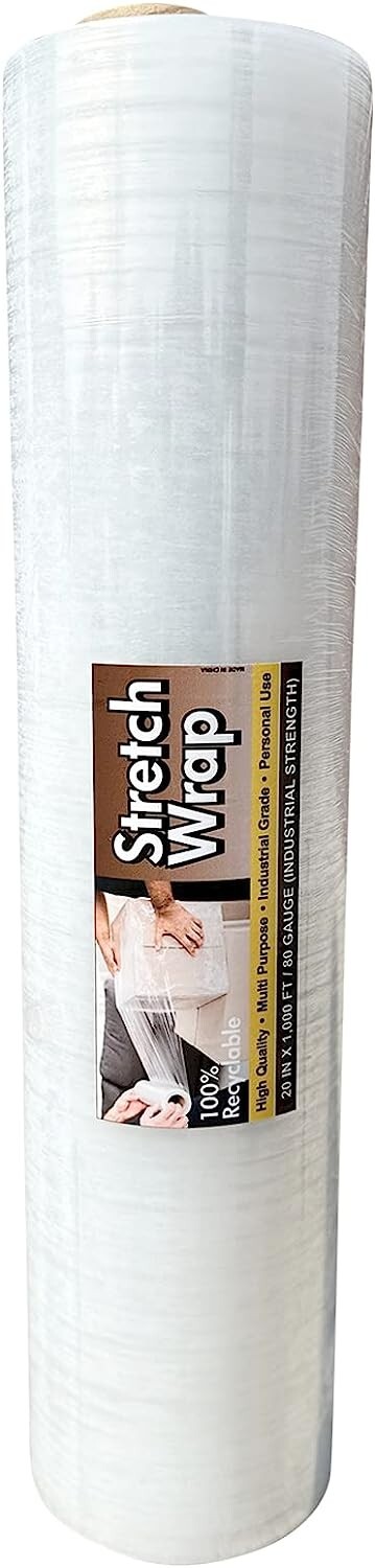 Premium 20-Inch Stretch Film Wrap - 1,000FT Length, 80 Gauge Thickness