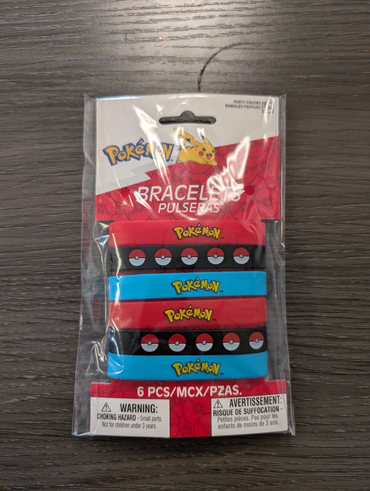Pokemon Silicone Bracelets (Red, Blue, Black) Child Sized