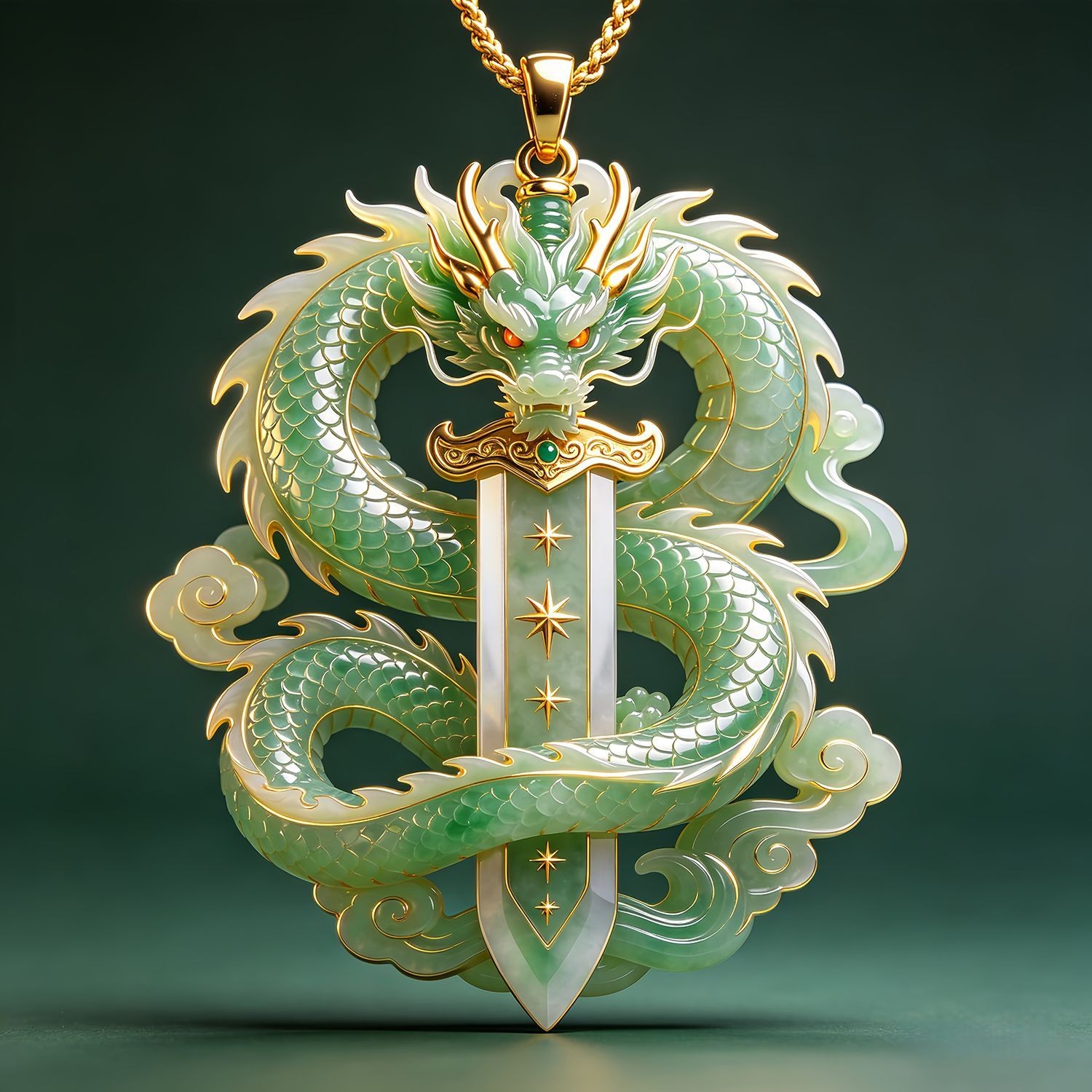 New Metal Dragon Pendant Necklace Chinese Style Decorative Accessory Gift