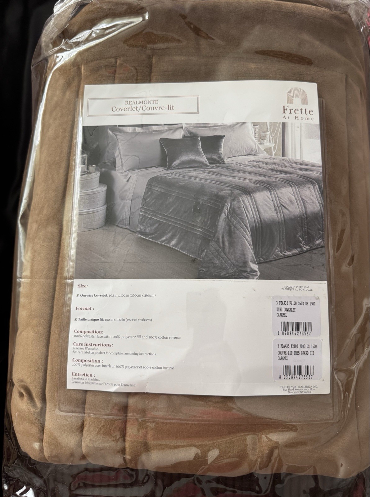 New Frette At Home Realmonte King Coverlet Caramel