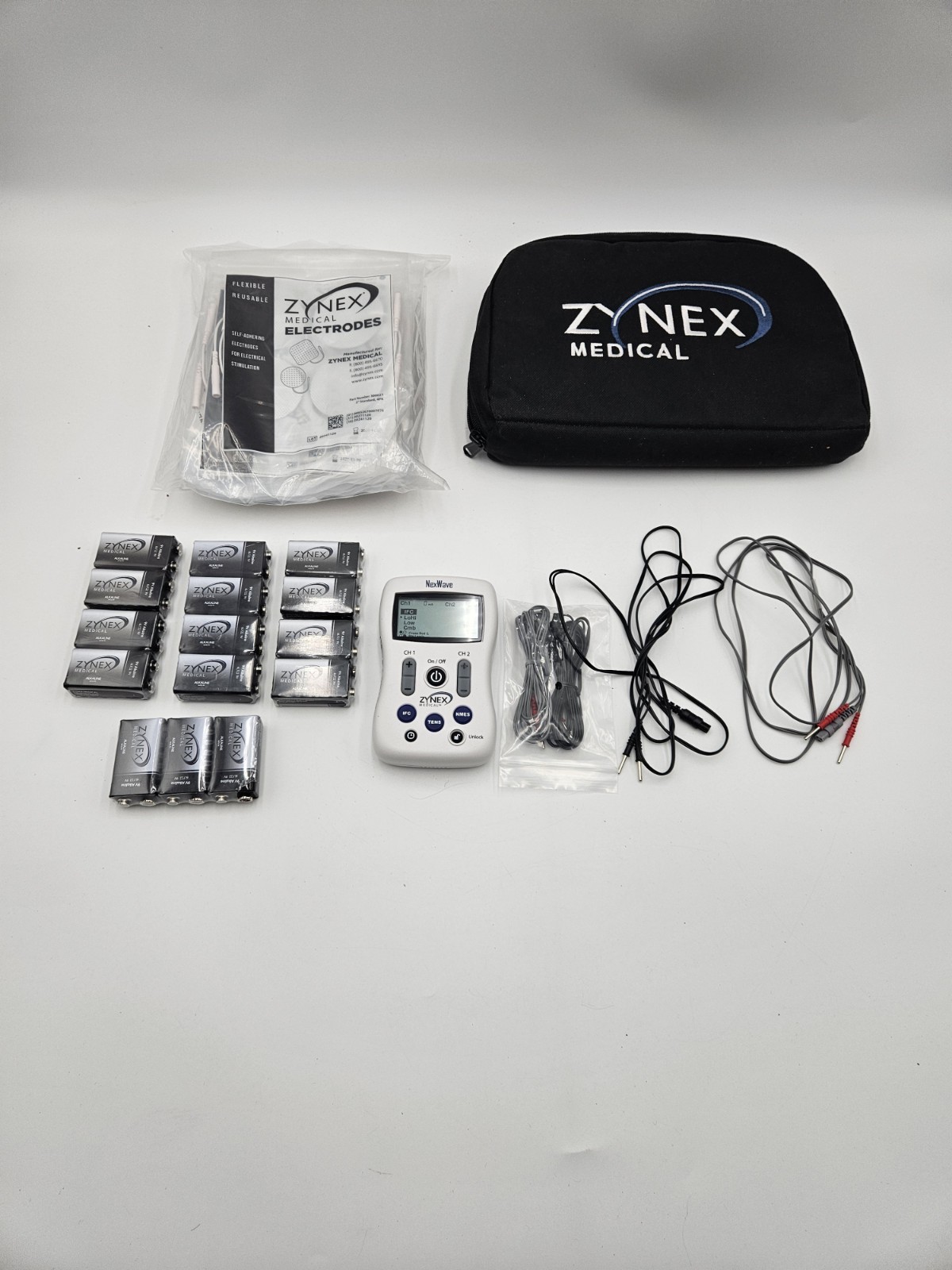 Zynex NexWave Electrotherapy Combo Kit - Case, 15x Batteries, 16 Pads