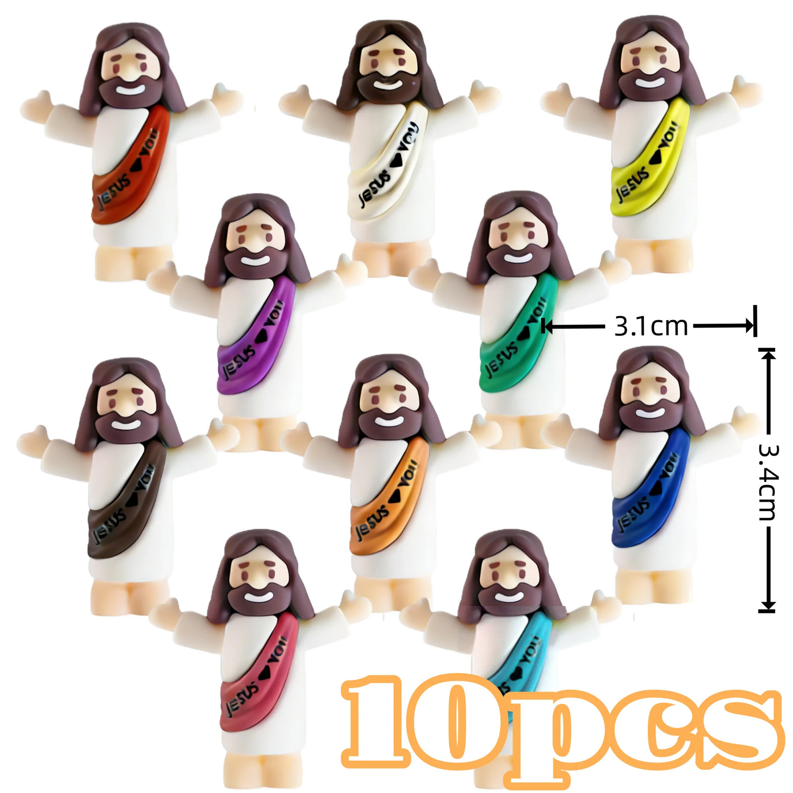 10/60Pcs Mini Jesus Decorations Cartoon Statue Set for Holiday Party Scene Decor
