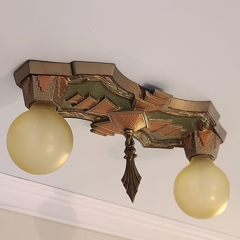 Antique 1920\'s ART DECO PERIOD Ceiling Light FIXTURE by MARKEL, RESTORED
