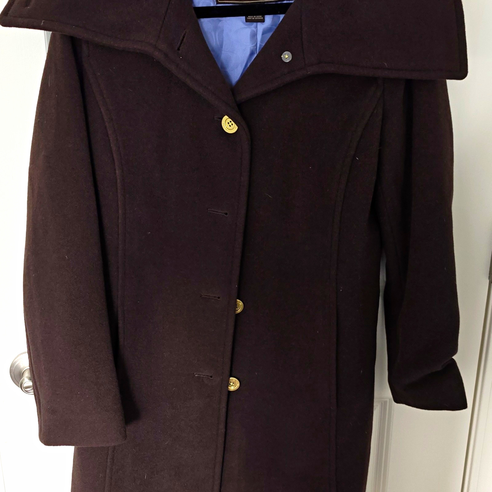 Banana Republic Women’s Black Wool Button Front Belted Lined Overcoat M