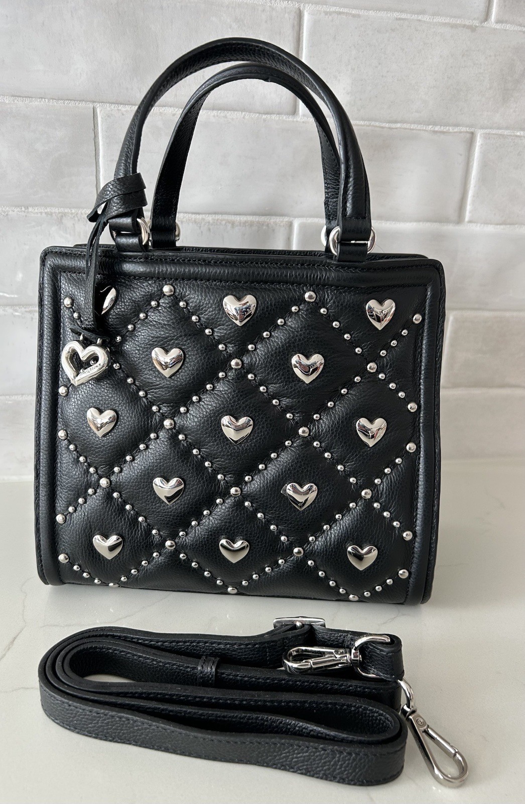 Brighton Brave Heart Remi Black Small Tote Crossbody ~ NWT 🖤🤍🖤