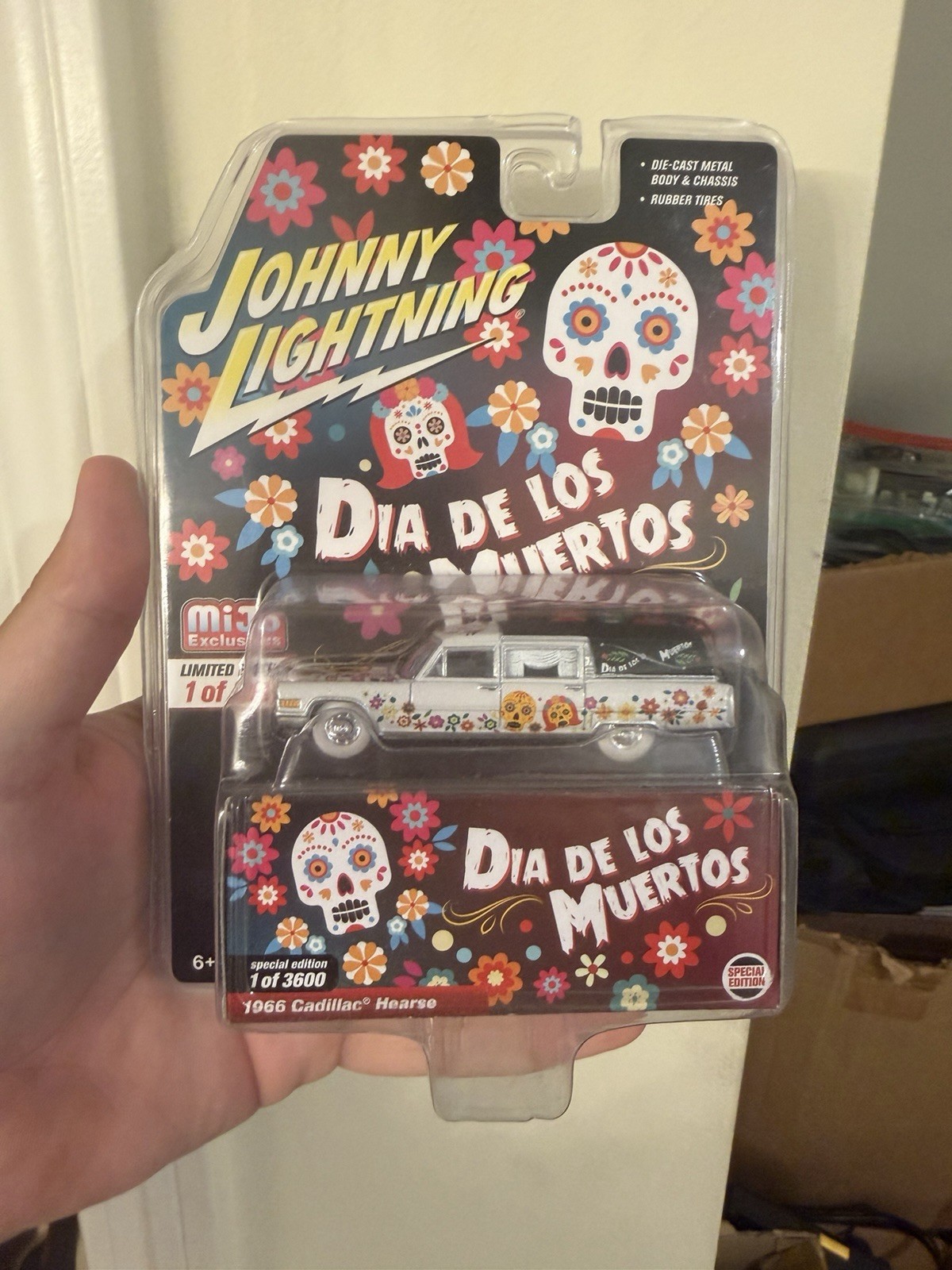 Johnny Lightning Day Of The Dead 1966 Cadillac Hearse White Lightning VERY RARE Johnny Lightning Day Of The Dead 1966 Cadillac Hearse White Lightning VERY RARE