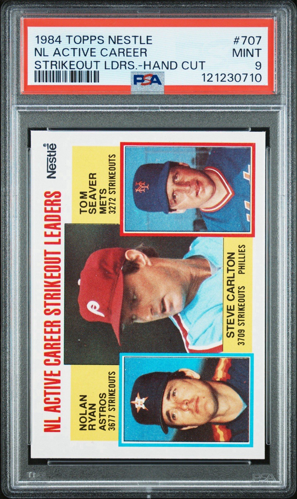 1984 TOPPS NESTLE NOLAN RYAN TOM SEAVER STEVE CARLTON PSA 9 MINT CARD #707 1984 TOPPS NESTLE NOLAN RYAN TOM SEAVER STEVE CARLTON PSA 9 MINT CARD #707