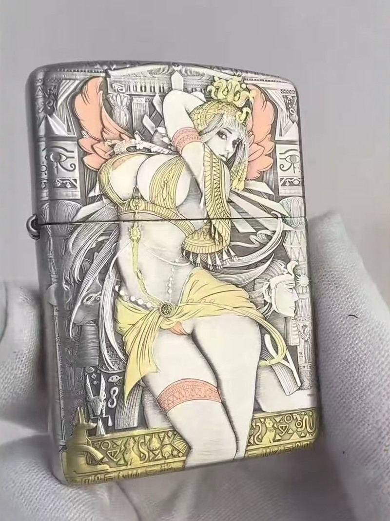 Cleopatra Silver Zippo Lighter 3D Relief Enamel Collectible Gift
