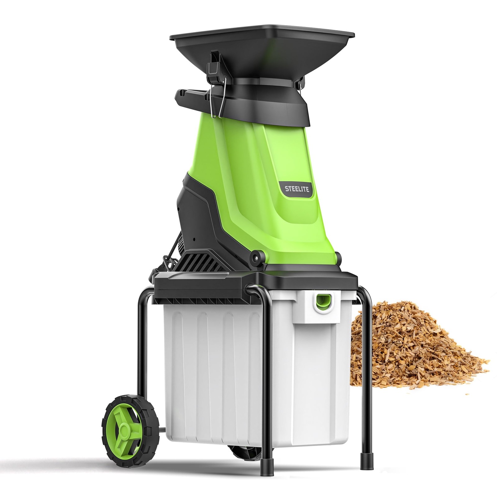 Steelite Heavy-Duty Electric Wood Chipper Shredder 15-Amp W/ 50L Collection Bin