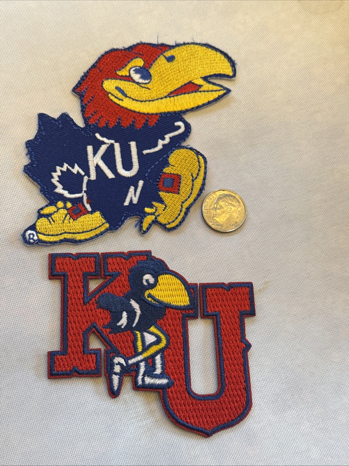 (2) KU Kansas Jayhawks Vintage Embroidered Iron On Patches patch lot 3\