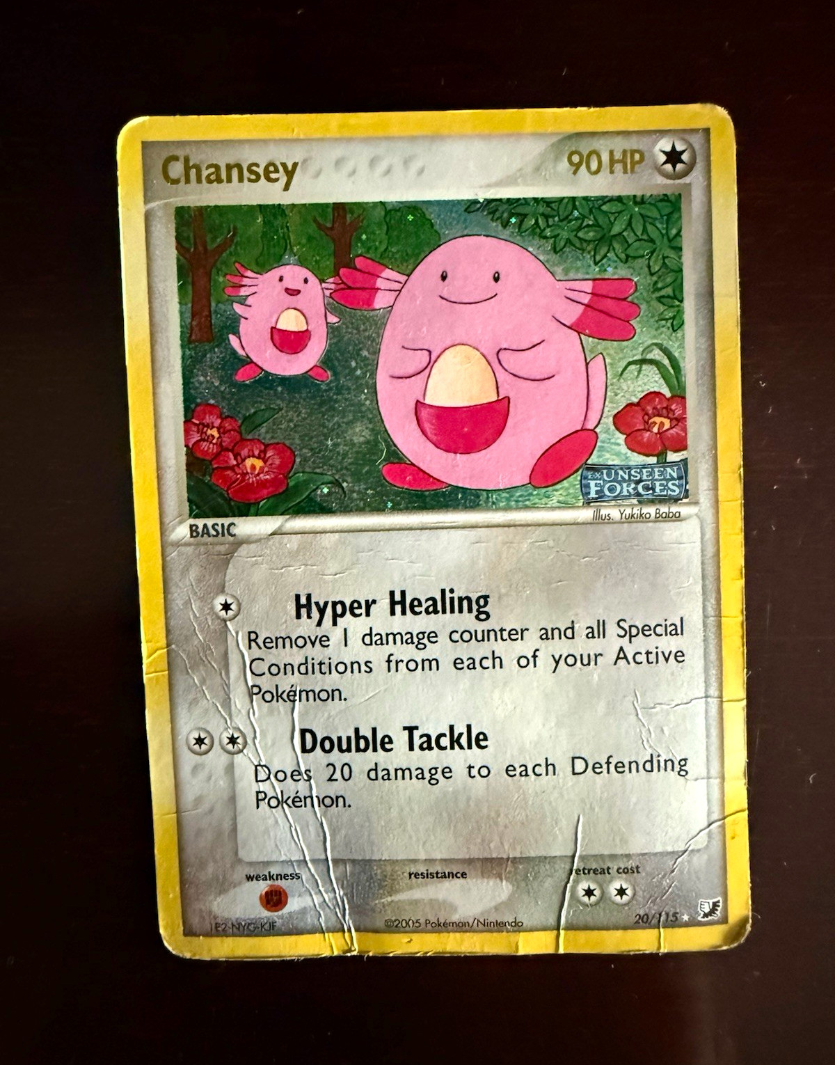 Pokémon Card: 2005 Chansey 20/115 EX Unseen Forces Stamped Reverse Holo 90HP Pokémon Card: 2005 Chansey 20/115 EX Unseen Forces Stamped Reverse Holo 90HP