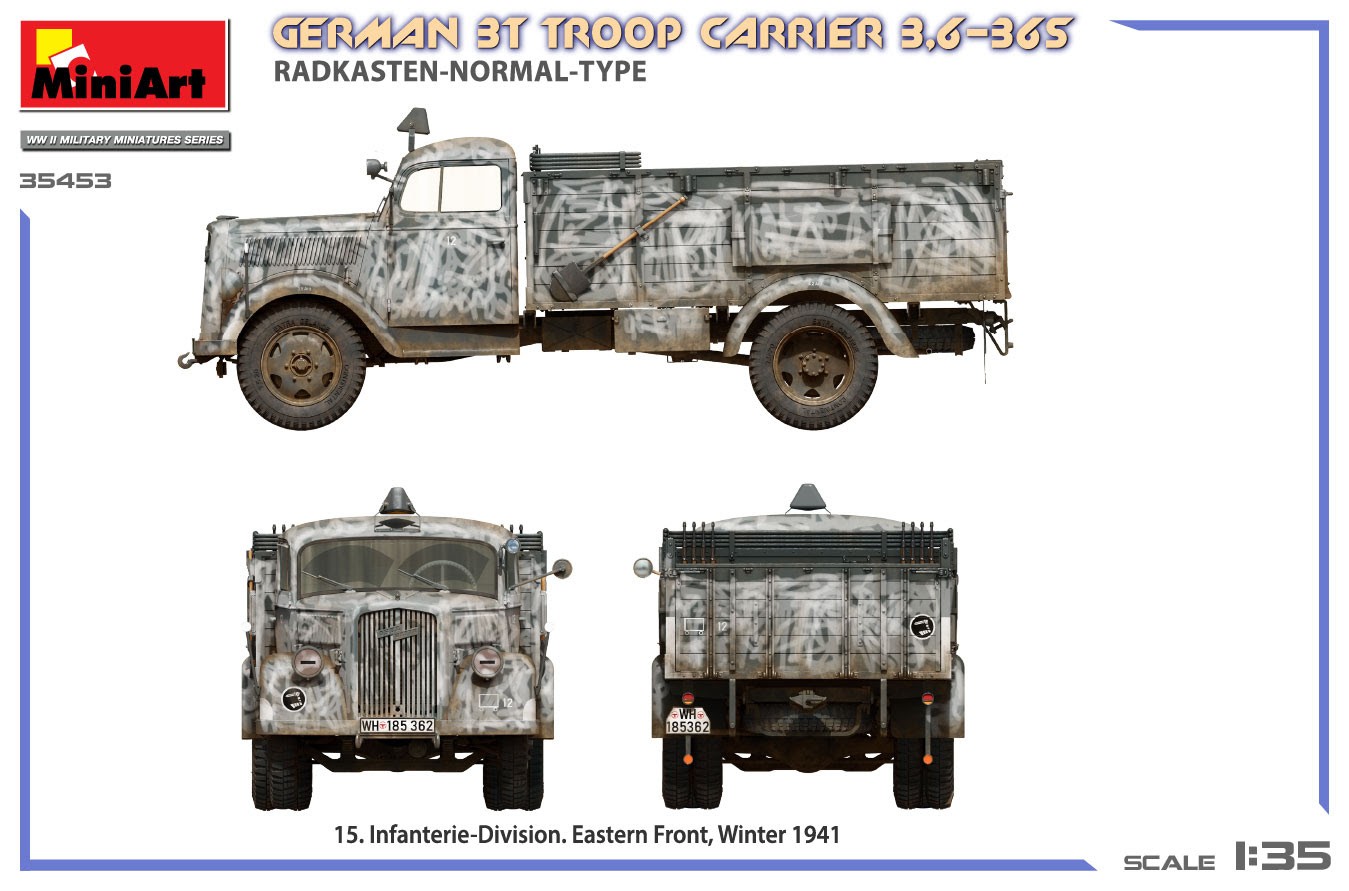 MiniArt 1/35 German 3T Troop Carrier 3,6-36S Radkasten-Normal-Type