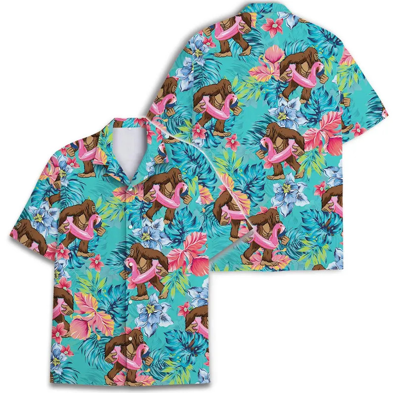 Funny Bigfoot Tropical Aloha Sasquatch Beach Vacation Summer Hawaiian Shirt