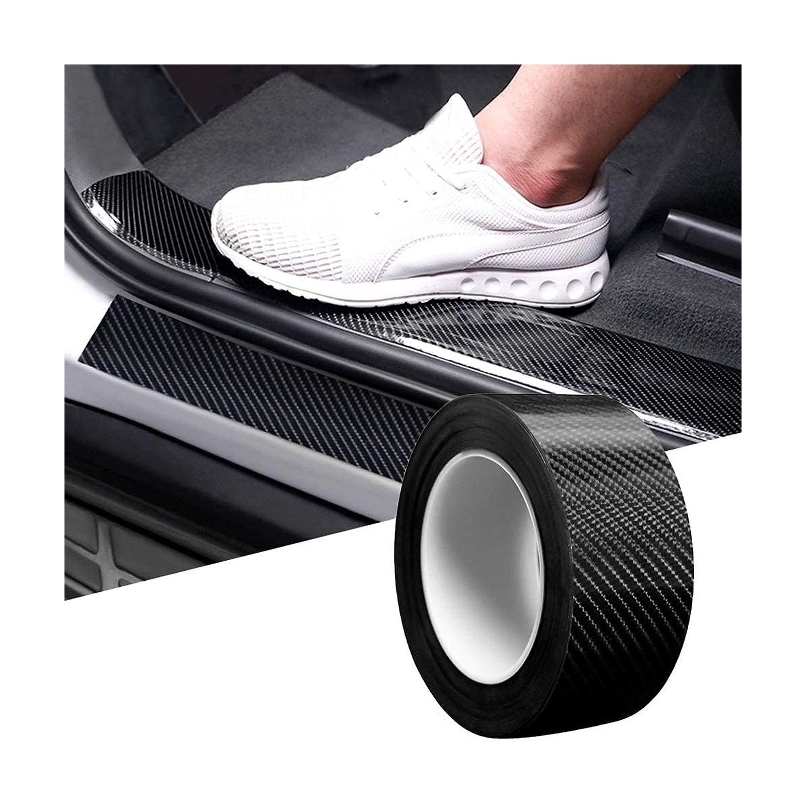 Car Door Sill Protector Film Black 2in x 16.4ft Self Adhesive Scuff Guard Tape