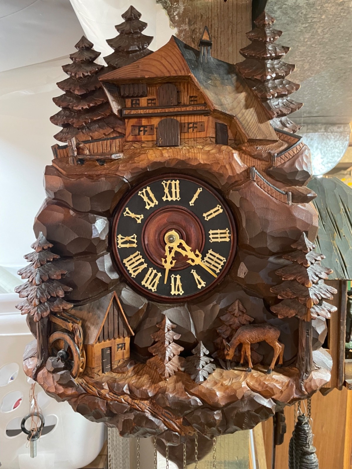 Vintage Chalet Musical 1 Day Cuckoo Clock Working Vintage Chalet Musical 1 Day Cuckoo Clock Working