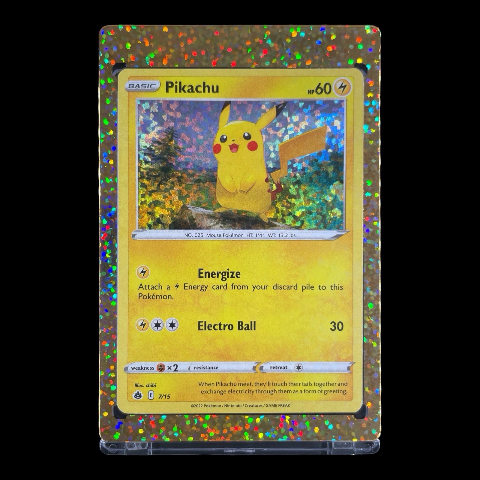 PIKACHU YELLOW SPARKLE CONFETTI HOLO FOIL CARD 2022 McDonald's Promo - Pokemon