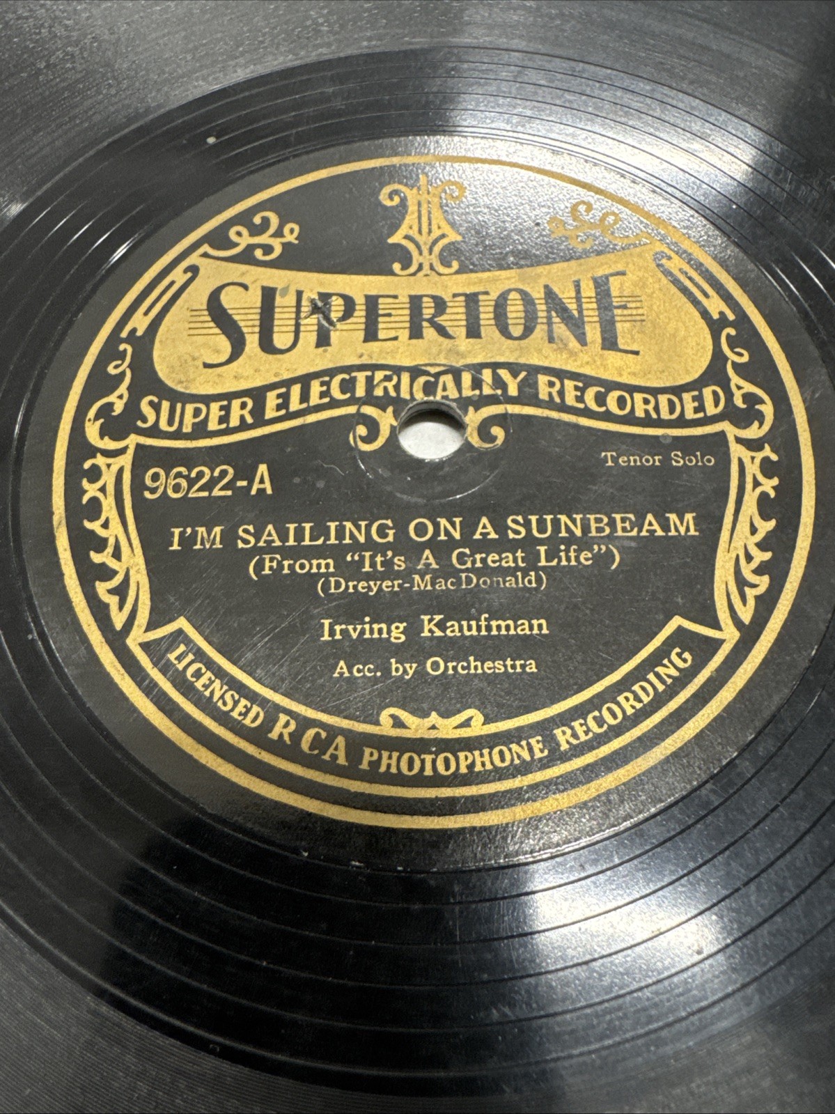 Supertone 78 RPM Irving Kaufman - I’m Sailing On A Sunbeam 9622 V+ Supertone 78 RPM Irving Kaufman - I’m Sailing On A Sunbeam 9622 V+