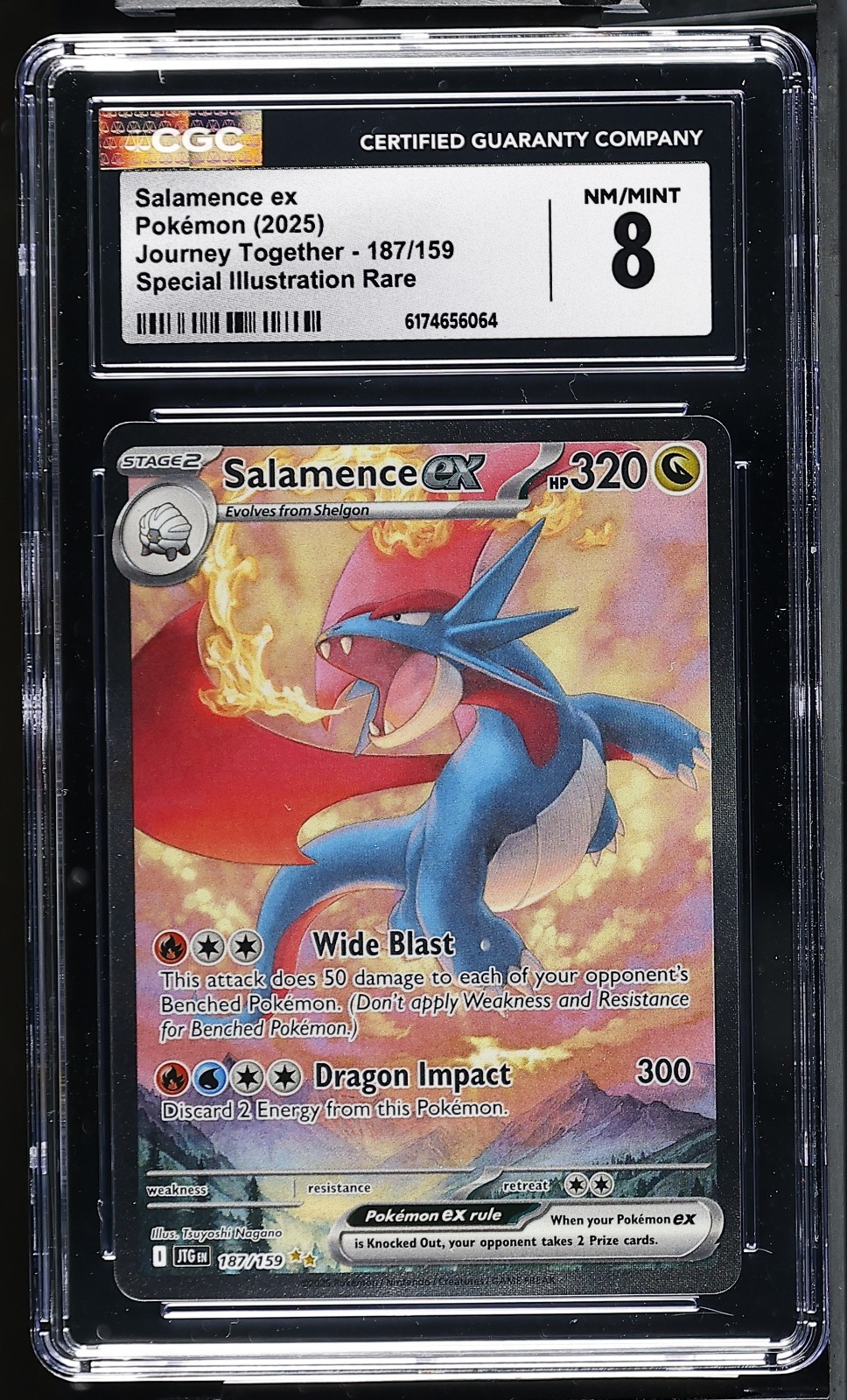 CGC NM/Mint 8 Salamence ex 187/159 Journey Together SIR Pokemon Graded
