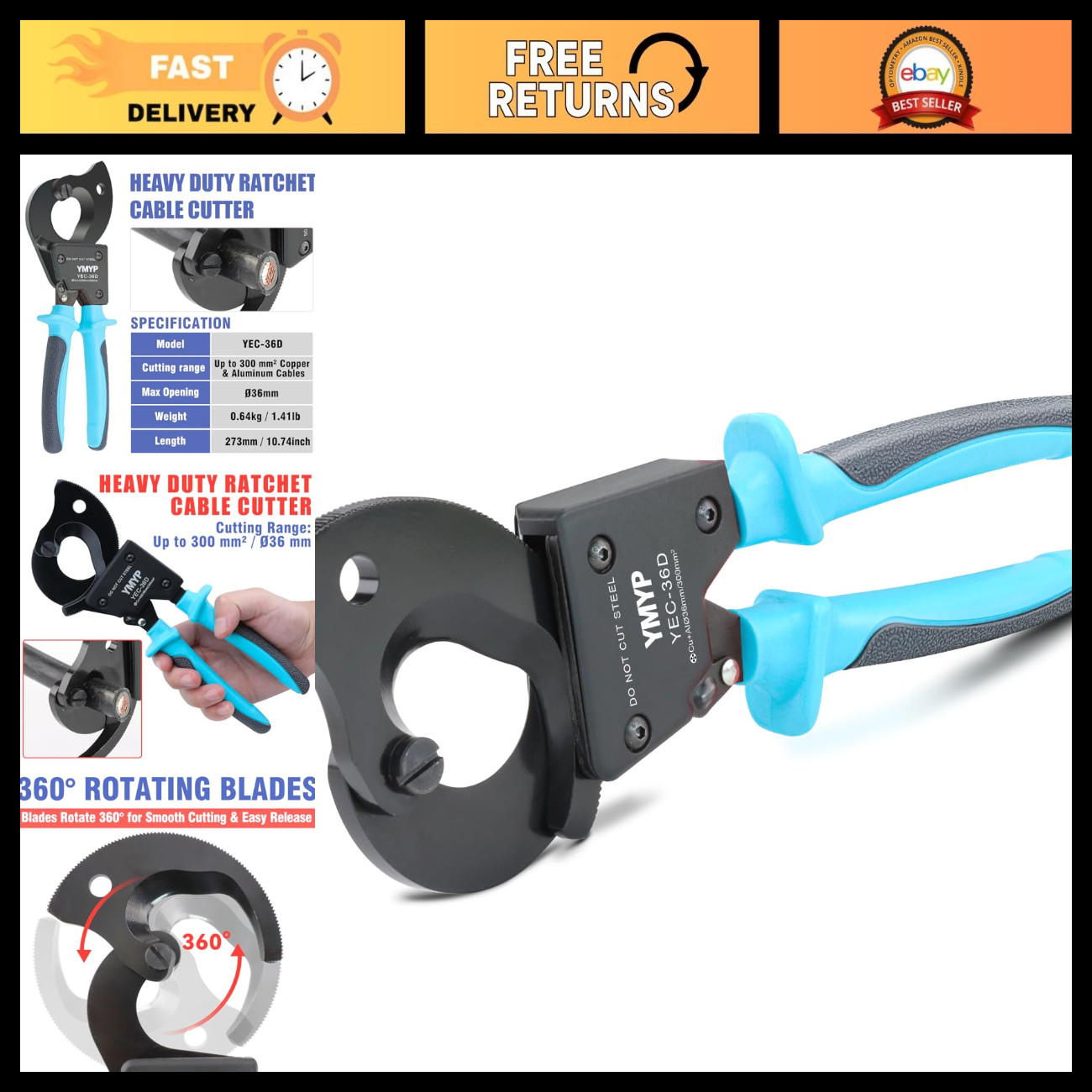 Heavy Duty Ratchet Cable Wire Cutter for Electrical Aluminum Copper Multi-core C