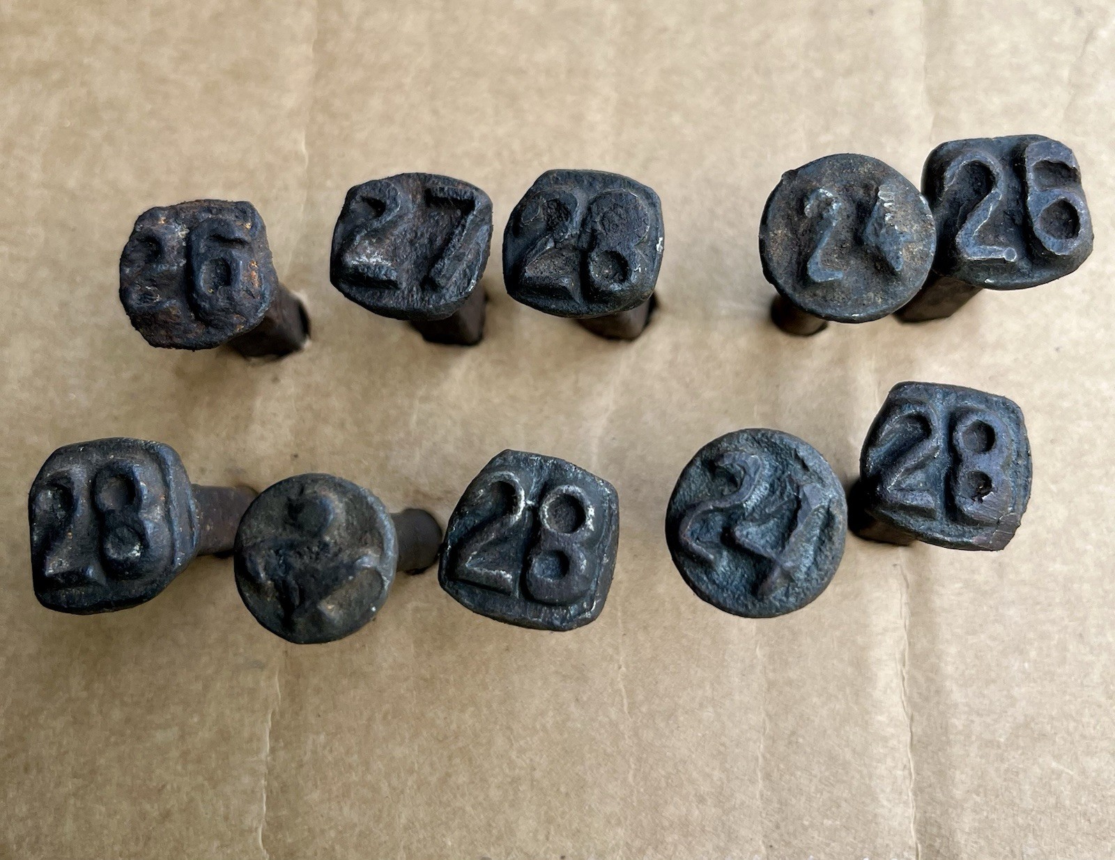 1920’s Railroad Date Nails N&W Vintage Raised Number Mixed Lot 1920’s Railroad Date Nails N&W Vintage Raised Number Mixed Lot