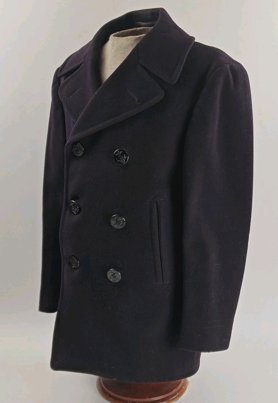 Vtg 40s WW2 or Post US Navy Naval Clothing Factory Wool Pea Coat Sz 36