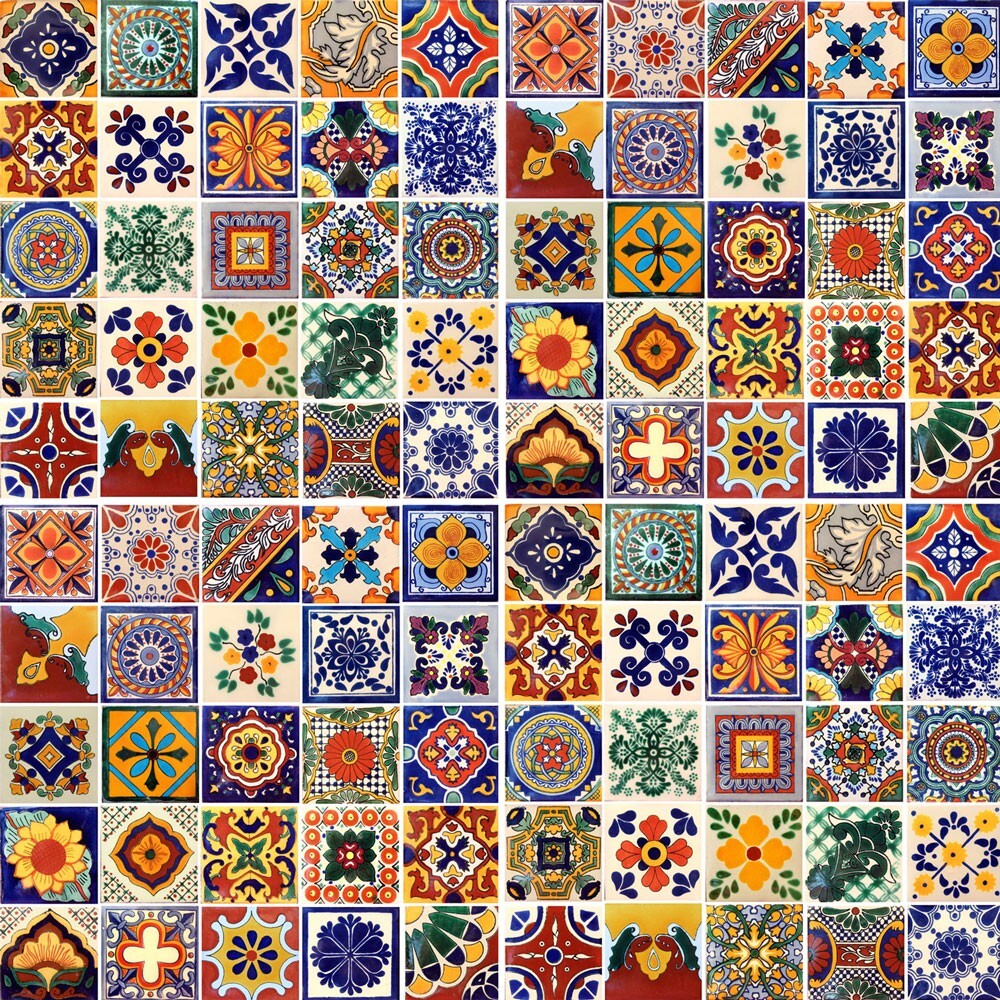 100 4x4 MEXICAN TILES CERAMIC HANDMADE TALAVERA TILES WALL FLOOR DECORATIVE #002