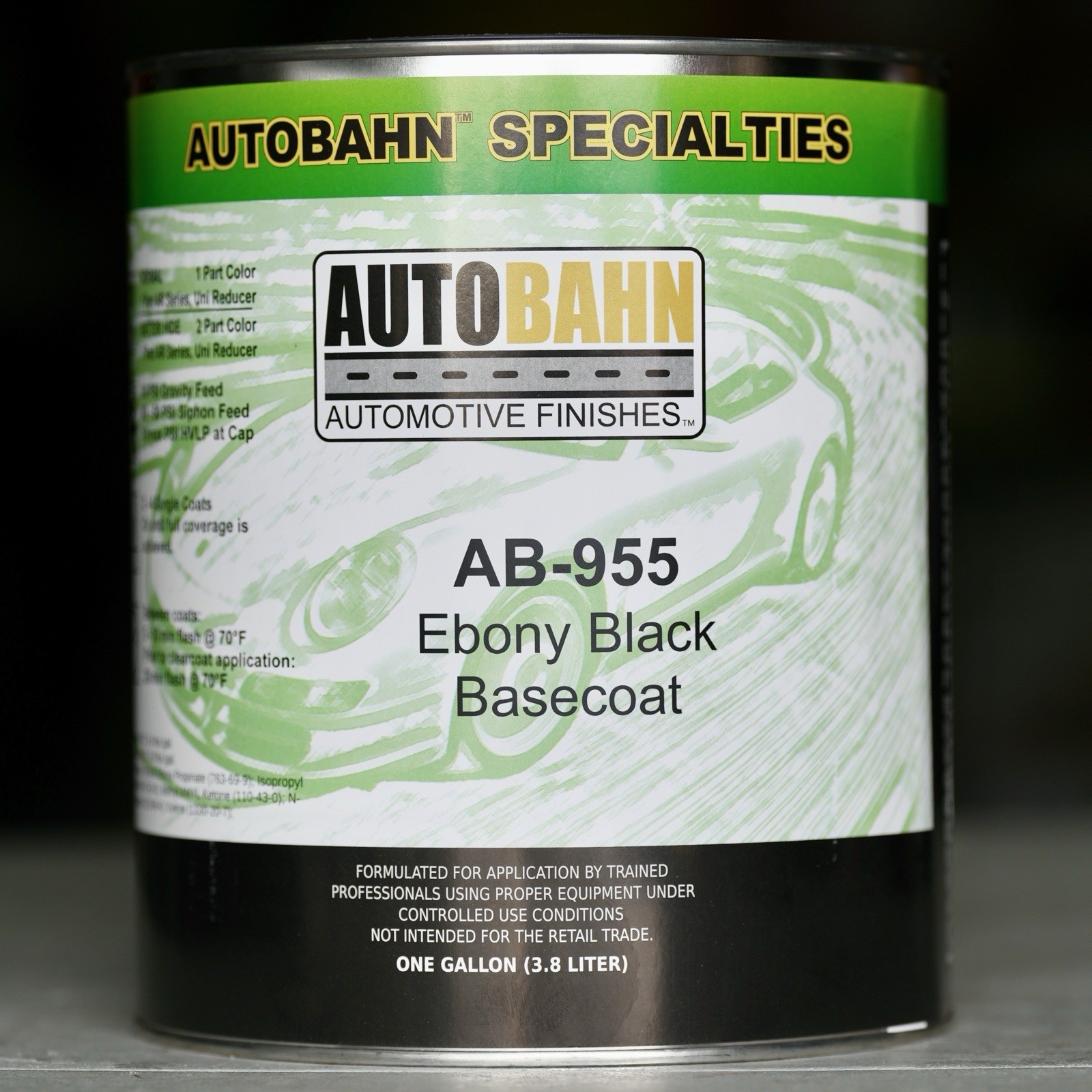 Autobahn EBONY BLACK BaseCoat AB-955 GALLON Size Auto Paint GM WA 8555 High Teck Autobahn EBONY BLACK BaseCoat AB-955 GALLON Size Auto Paint GM WA 8555 High Teck