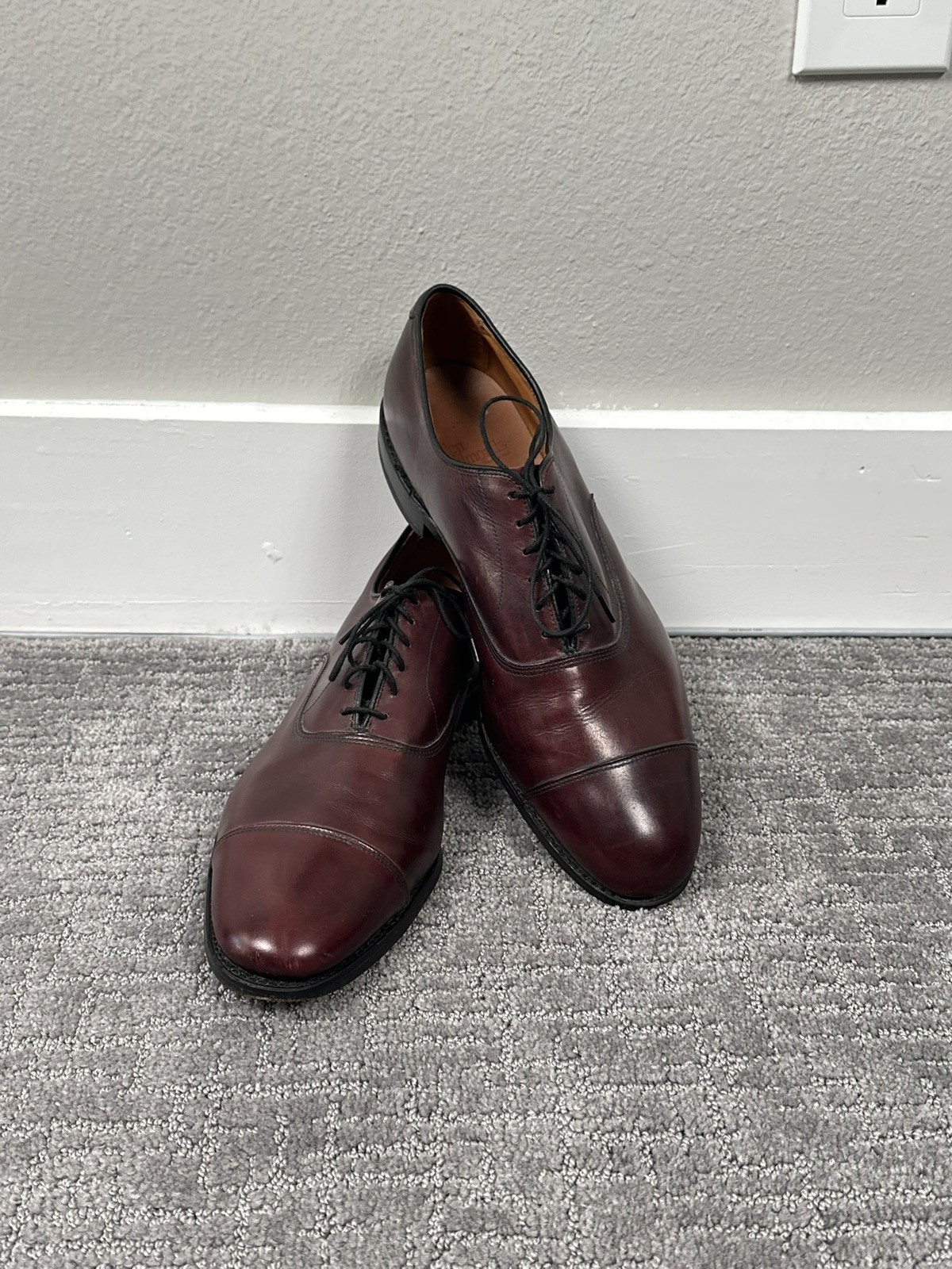 ALLEN EDMONDS Park Avenue Cap Toe Burgundy Oxblood Oxford Shoes Sz 12 D USA Made