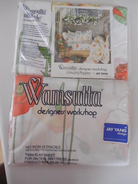 2 NEW Vtg Wamsutta Ultracale Jay Yang Twin FLAT Sheets Growing Poppies 2 NEW Vtg Wamsutta Ultracale Jay Yang Twin FLAT Sheets Growing Poppies