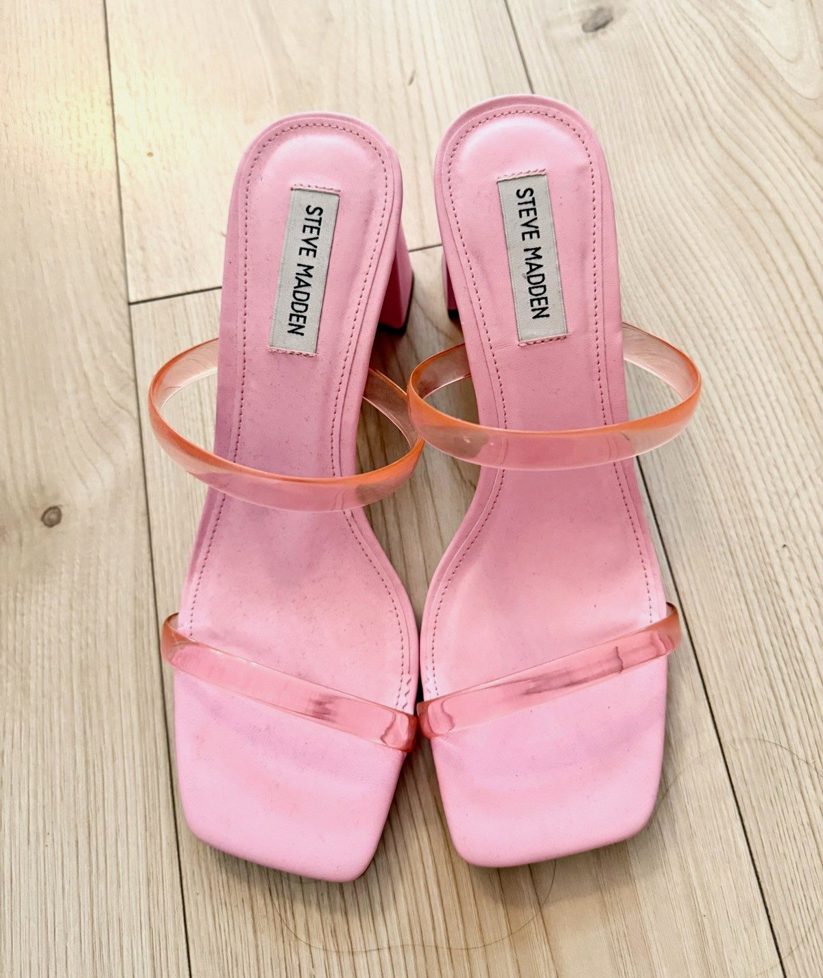 Steve Madden Women\'s Pink Slip-On Strappy Heel Sandals US 9