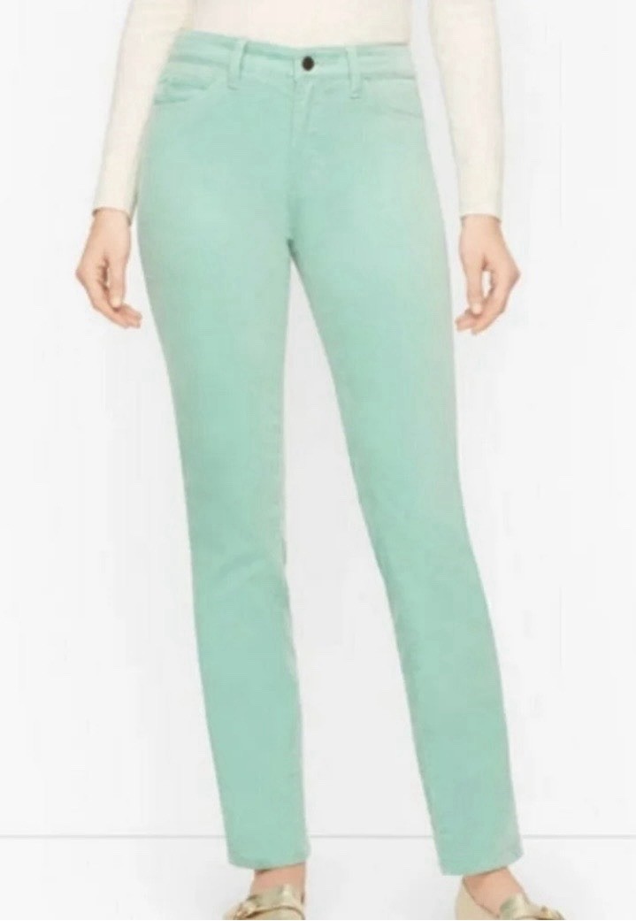 NWT Talbots Women’s Size 16W Green Cotton Blend Velveteen Straight Leg Pant