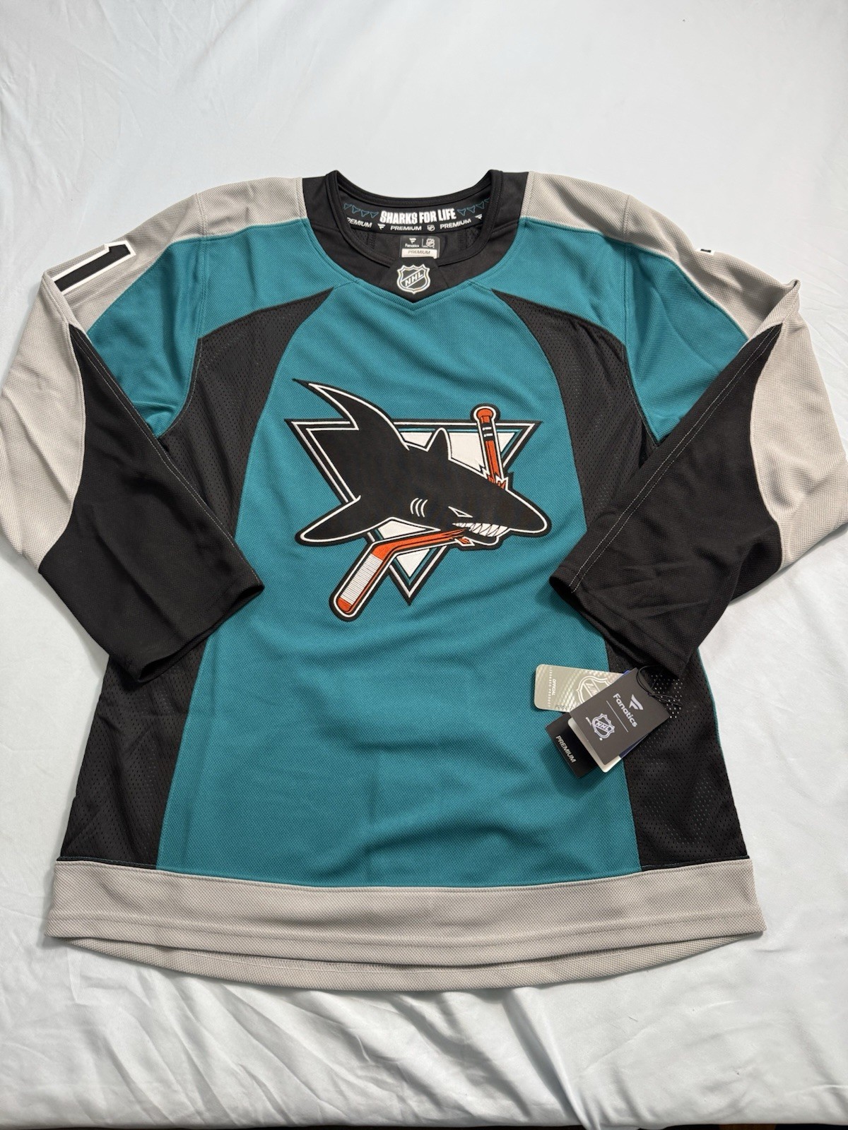 NWT Fanatics Premium San Jose Sharks #61 Celebrini Men’s Size 44 Home Jersey NWT Fanatics Premium San Jose Sharks #61 Celebrini Men’s Size 44 Home Jersey