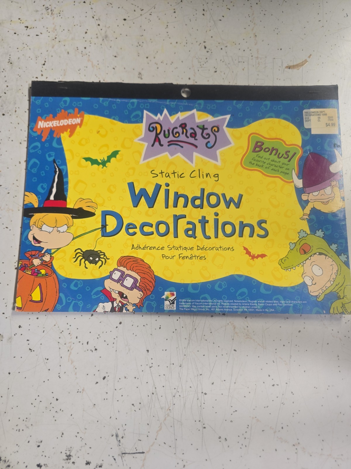 Vintage Rugrats Nickelodeon Halloween Window Clings Reusable Decals 1999 Vintage Rugrats Nickelodeon Halloween Window Clings Reusable Decals 1999