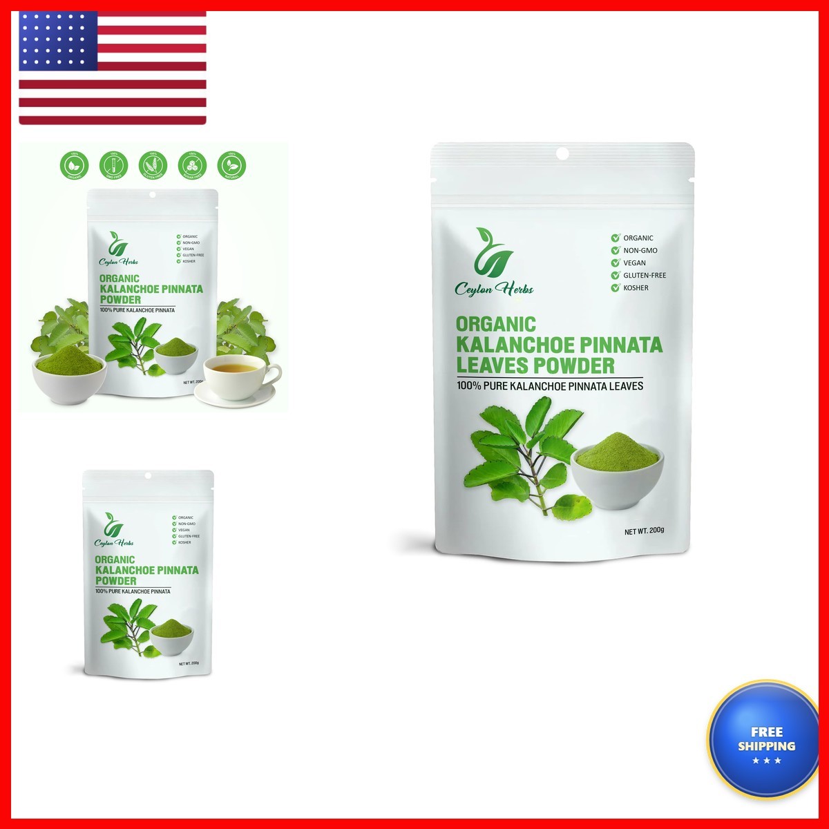 100g Kalanchoe Pinnata Leaves Powder - Healthy, Well-Cleaned, Dried Organic