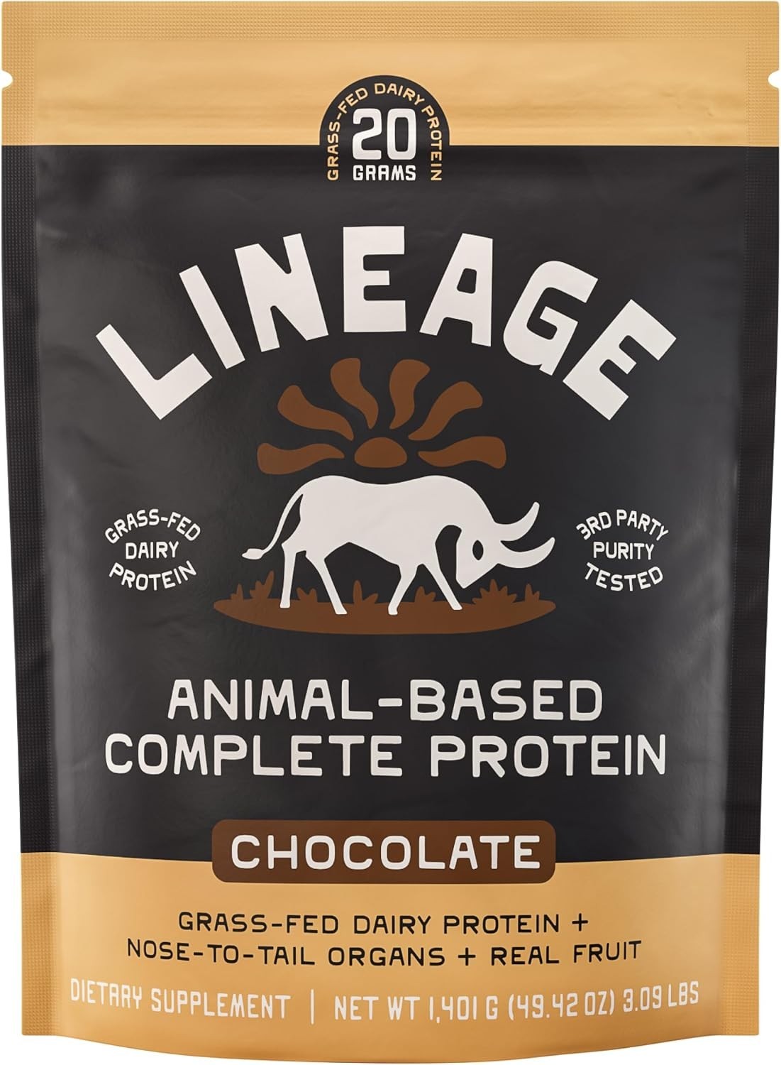 Lineage Provisions Chocolate Whey Protein Powder, 3.09 lbs