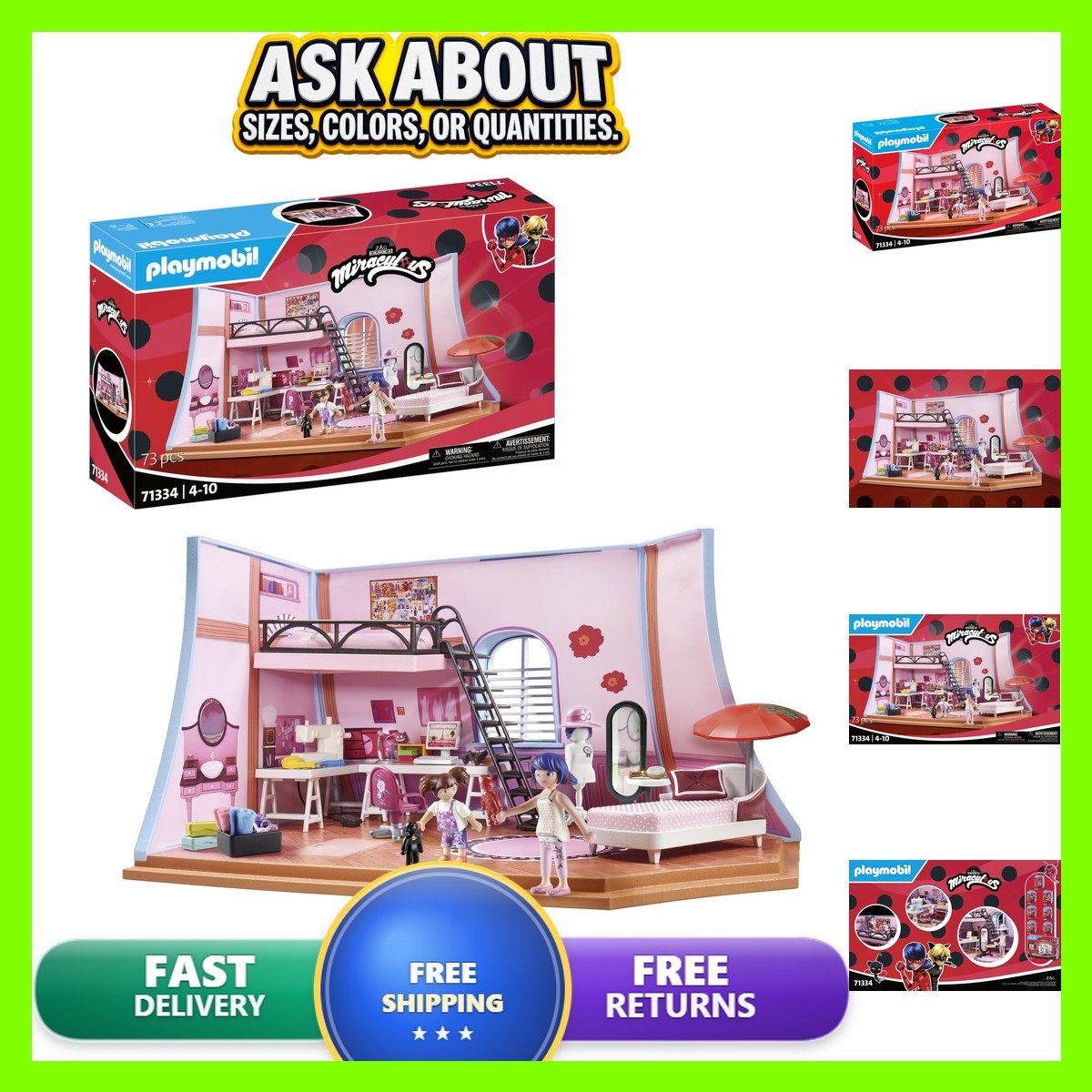 Playmobil 71334 Miraculous Marinette's Loft Playset Playmobil 71334 Miraculous Marinette's Loft Playset