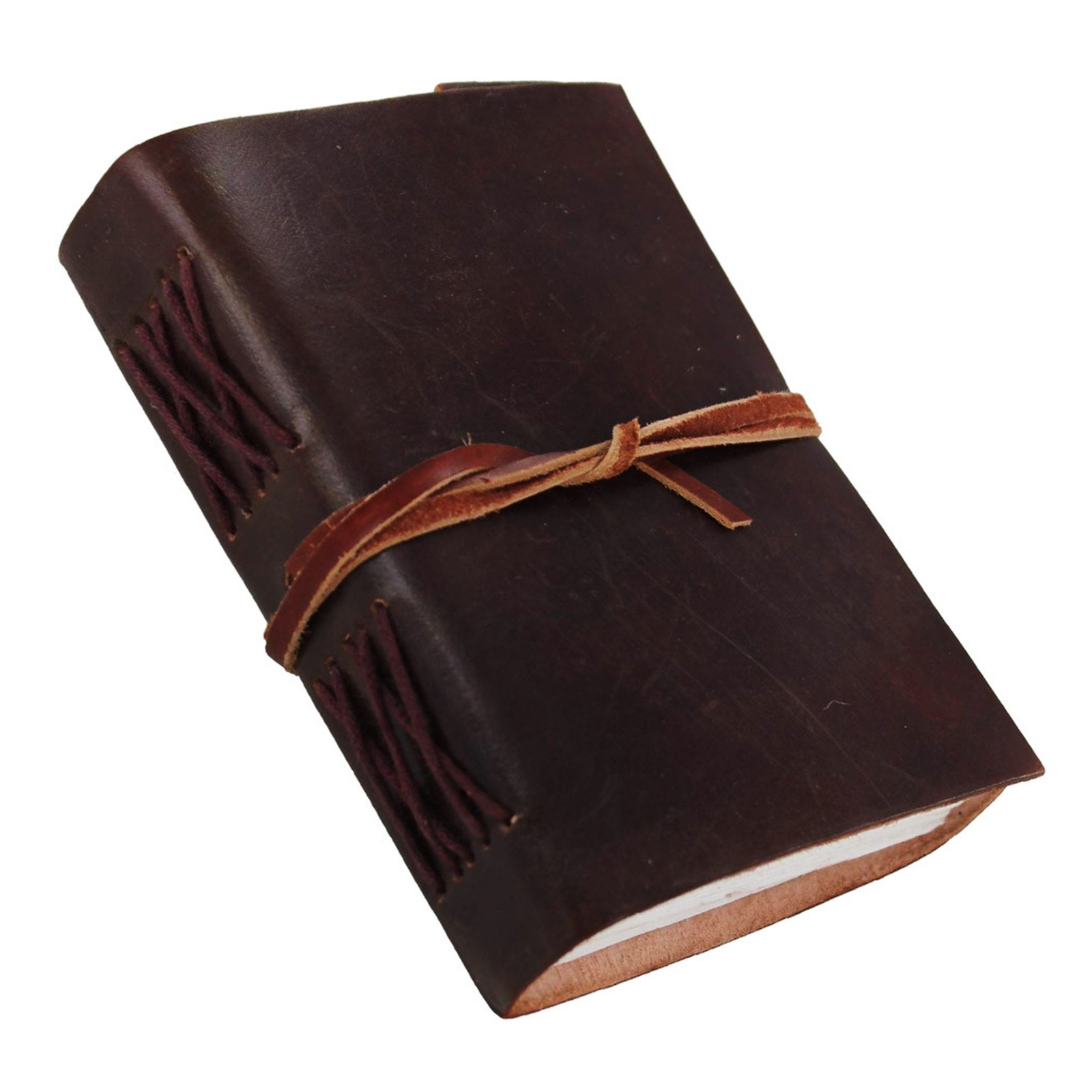 Handmade Genuine Leather Journal Diary 100-Page Recycled Paper Book with Tie