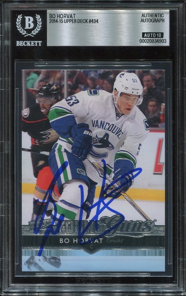 BO HORVAT signed auto 2014 UD YOUNG GUNS ROOKIE CARD RC YG BECKETT 10 (BAS) BO HORVAT signed auto 2014 UD YOUNG GUNS ROOKIE CARD RC YG BECKETT 10 (BAS)