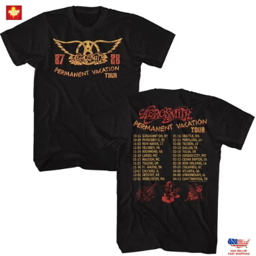 Aerosmith Permanent Vacation Tour 87-88 T Shirt Vintage Rock Band Concert Tee