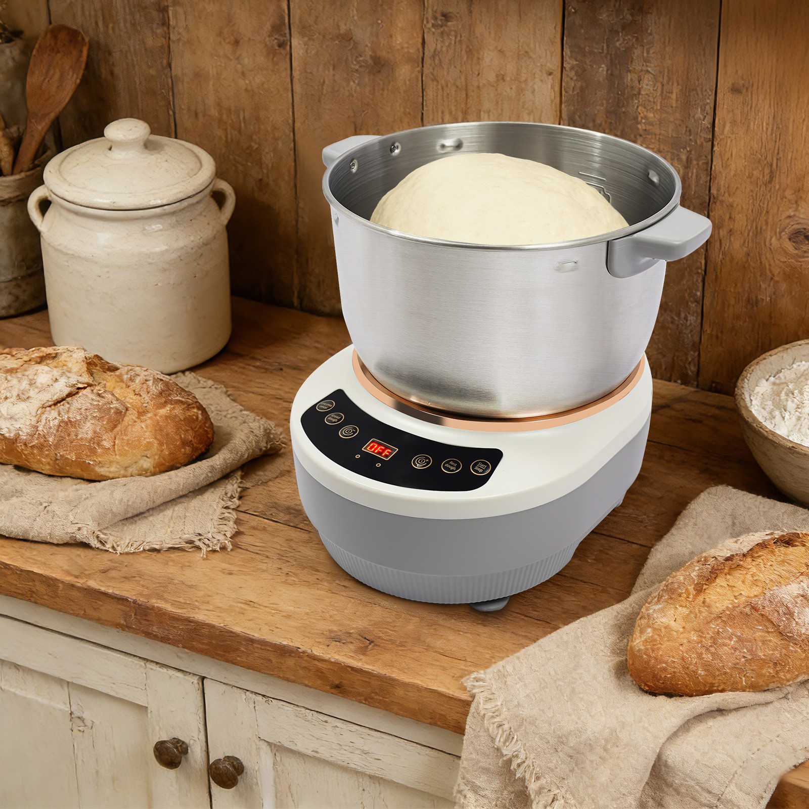 7L Electric Dough Maker Bread and Pizza Dough Mixer with Ferment Function