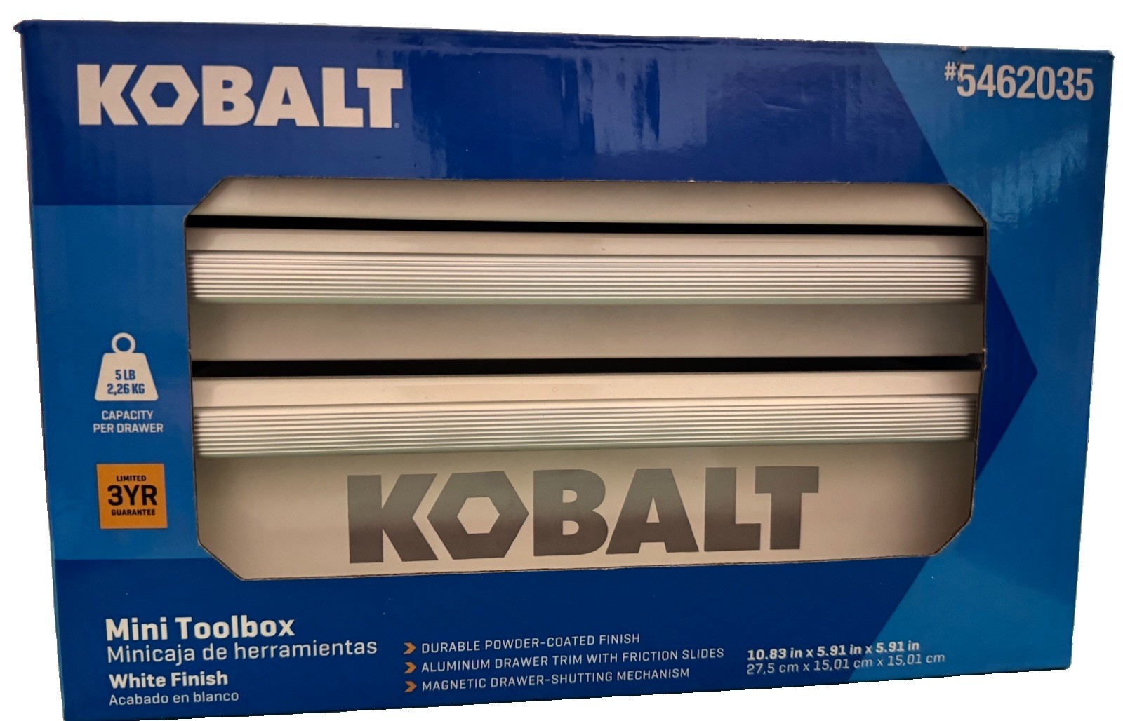 Kobalt Mini Toolbox White 2 Drawer Lift Up Lid Metal Storage Craft #5462035 NIB Kobalt Mini Toolbox White 2 Drawer Lift Up Lid Metal Storage Craft #5462035 NIB