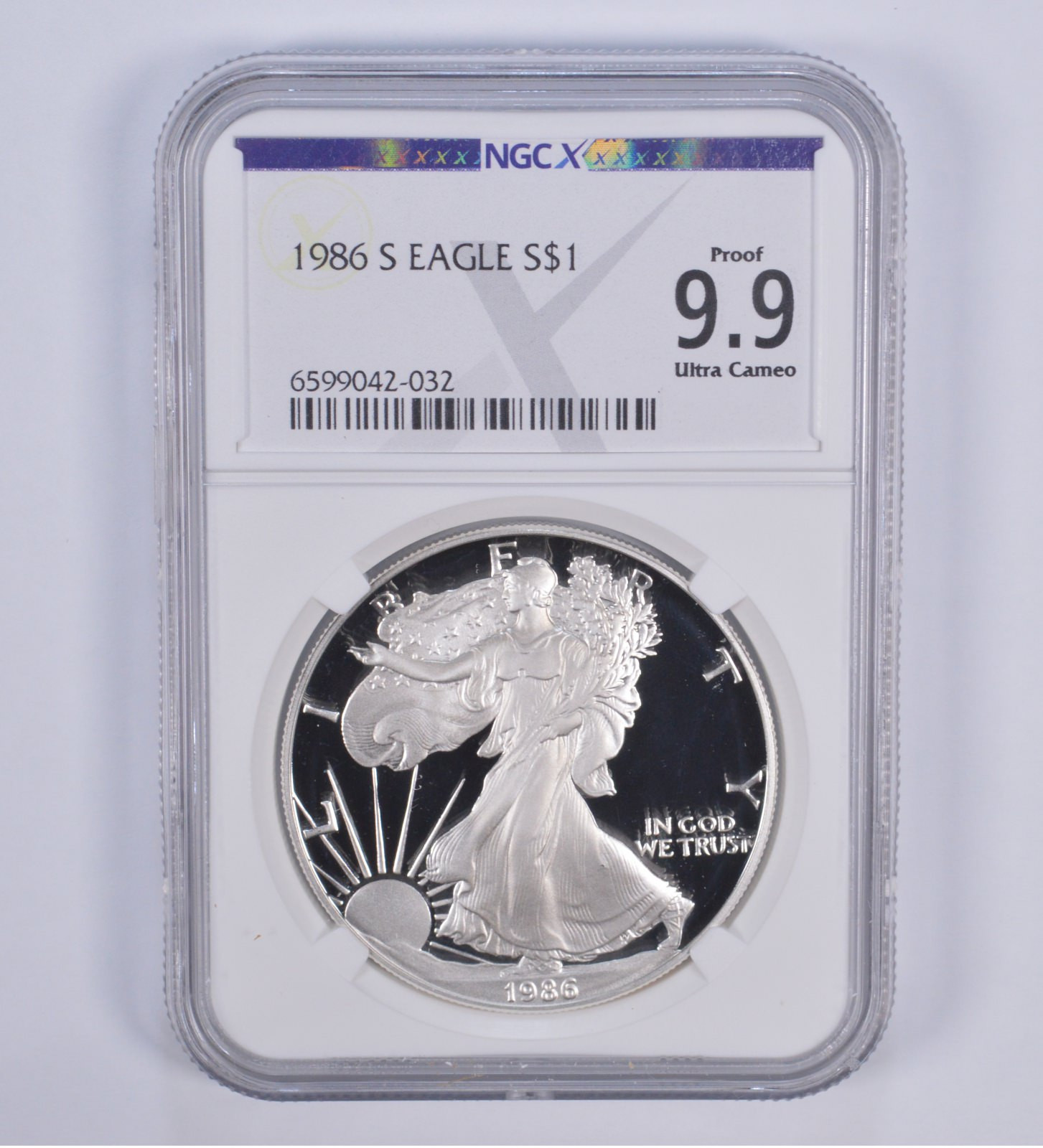 1986-S American Silver Eagle Proof 9.9 NGC X NGCX - Almost PERFECT