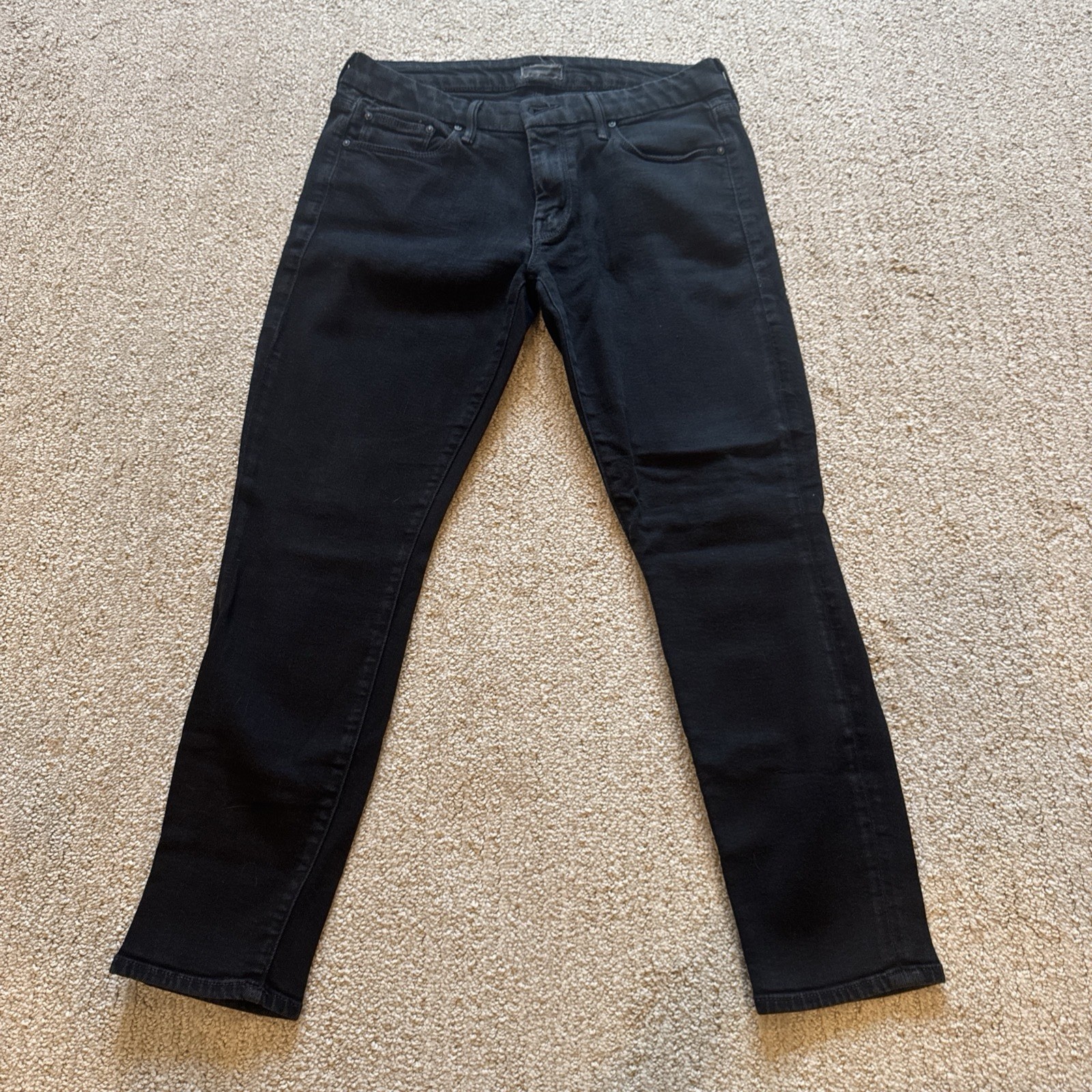 MOTHER The Looker Skinny Jeans Black Mid Rise Stretch 5-Pocket Zip 1121-156