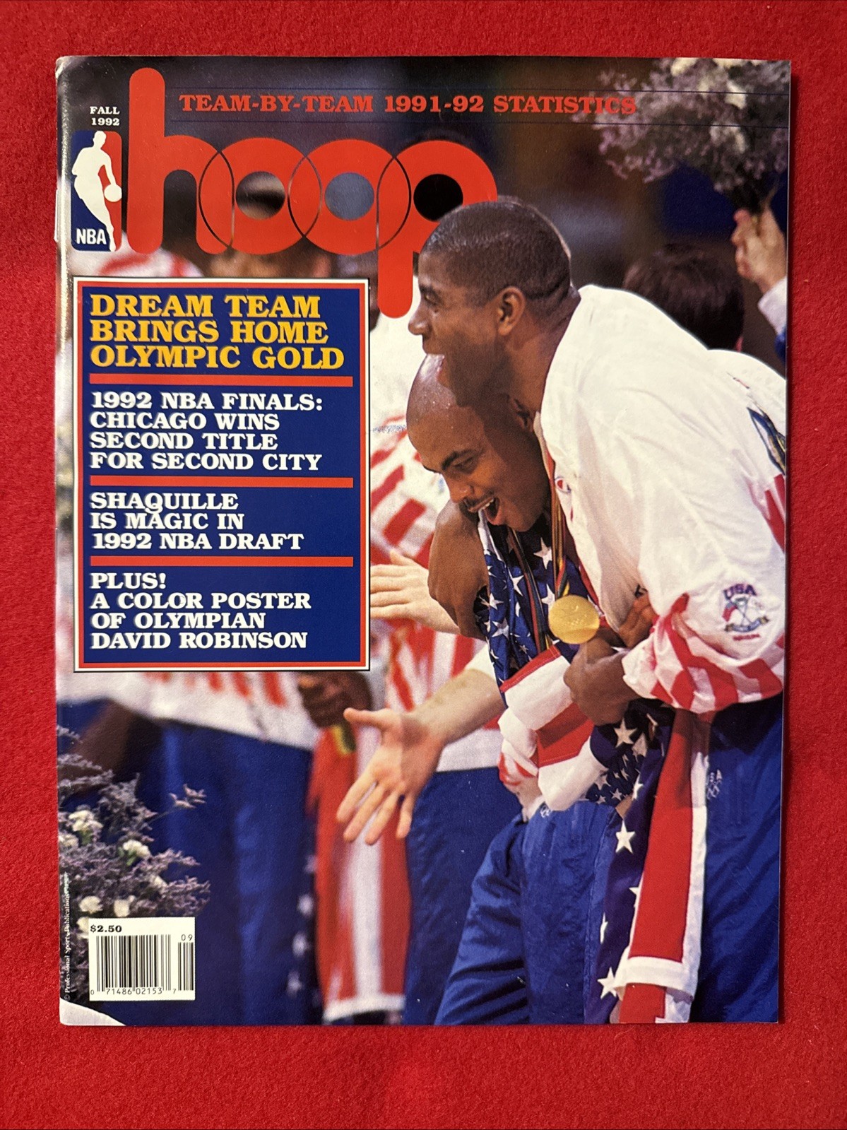 1992 NBA Hoop Magazine Dream Team Gold Magic Johnson Barkley W/ Robinson Poster 1992 NBA Hoop Magazine Dream Team Gold Magic Johnson Barkley W/ Robinson Poster